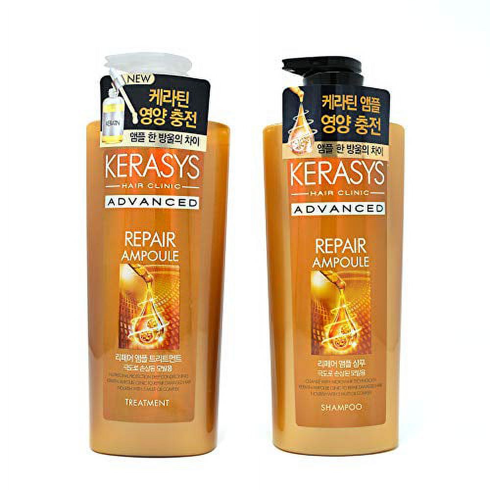 Kerasys Advanced Repair Ampoule (New Version of Deep Damage Recovery) Shampoo + Conditioner (Rinse) 600 ml each Kerasys