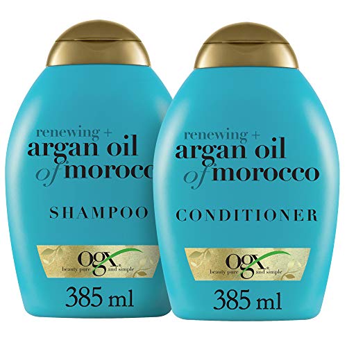 OGX Renewing + Argan Oil of Morocco Shampoo & Conditioner Set, 13 Ounce (packaging may vary), Blue OGX