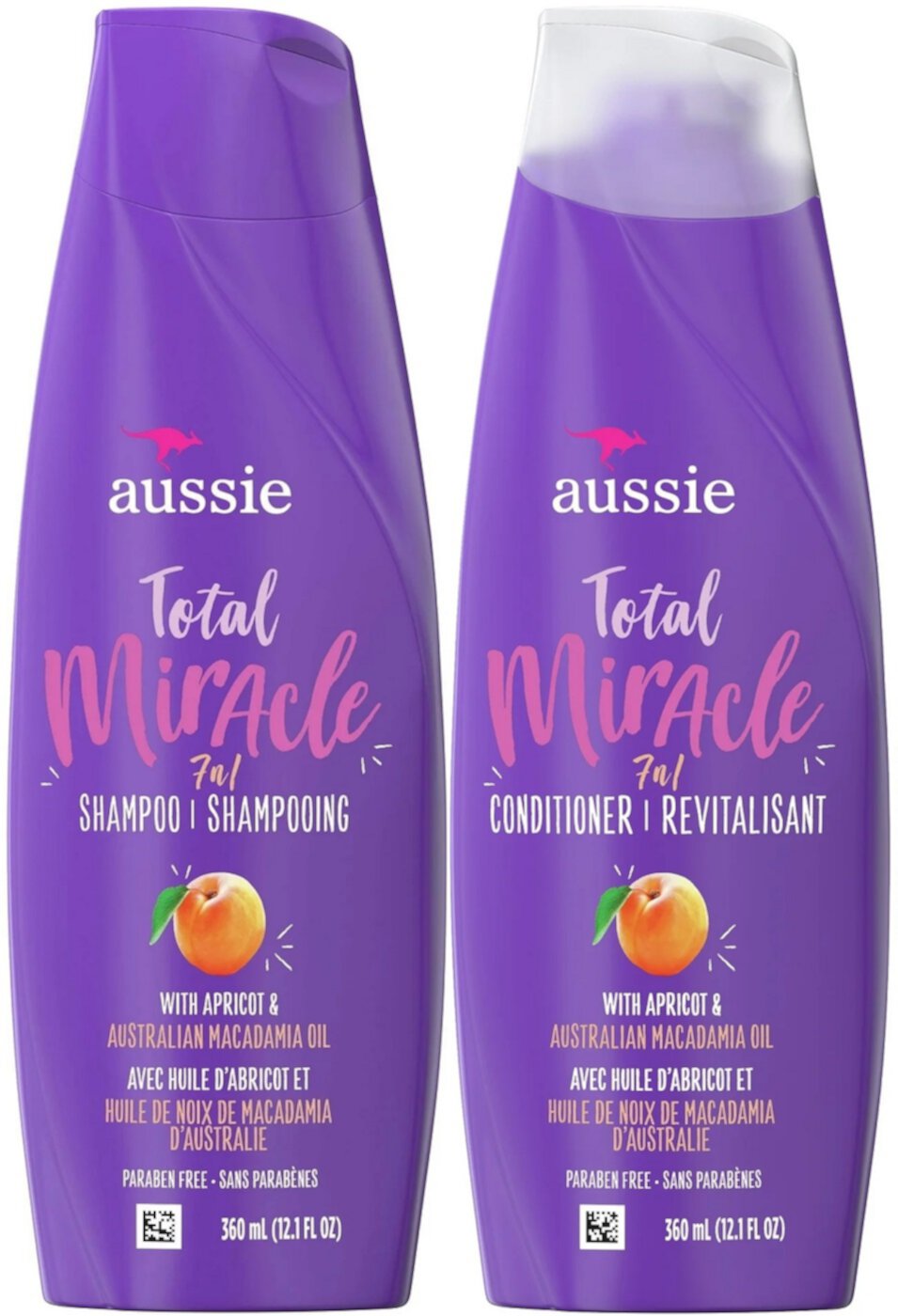 Aussie Total Miracle 7n1 Shampoo and Conditioner Set for Damaged Hair, 12.1 Ounce Each Aussie