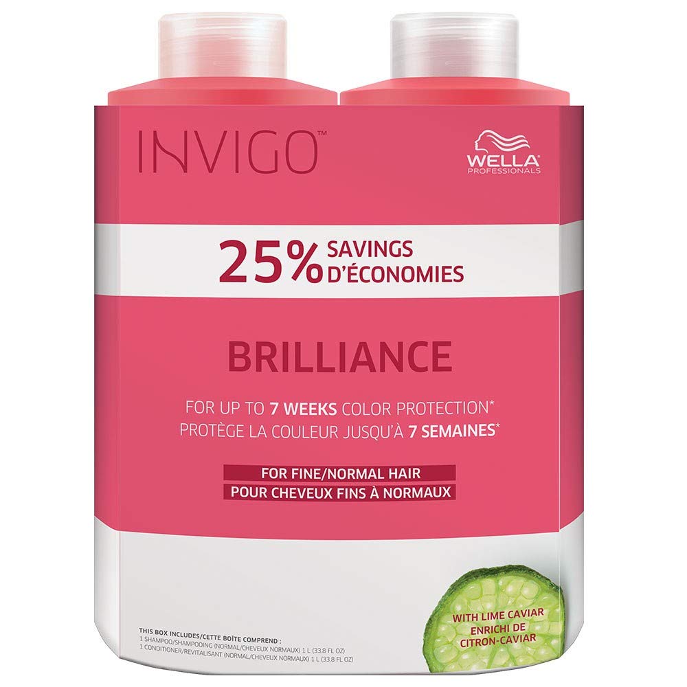 Wella Invigo Brilliance Shampoo & Conditioner for Fine Colored Hair Liter set Wella