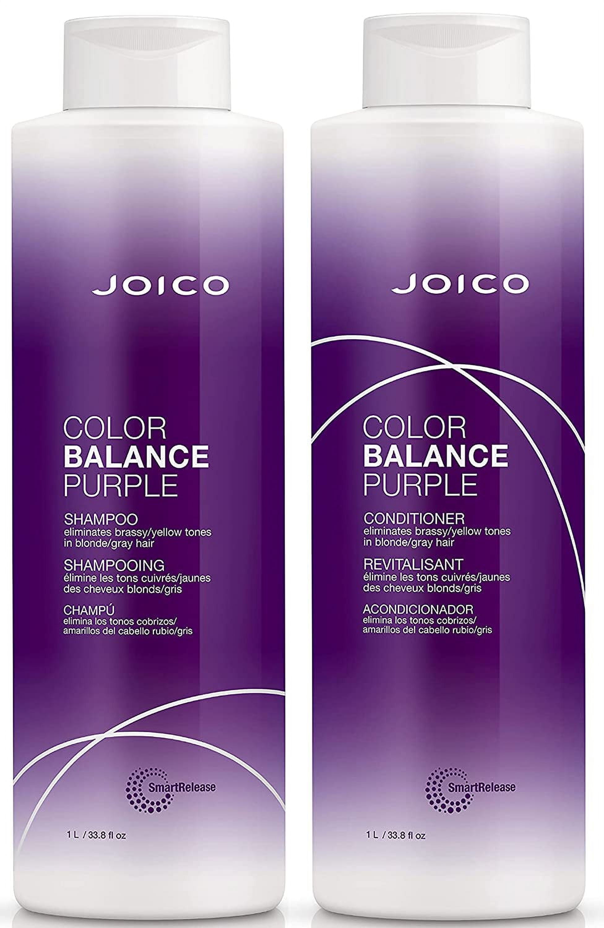 Joico Color Balance Purple Shampoo & Conditioner Set, Eliminate Brassy and Yellow tones, for Cool Blonde or Gray Hair 33.8 Fl Oz Joico