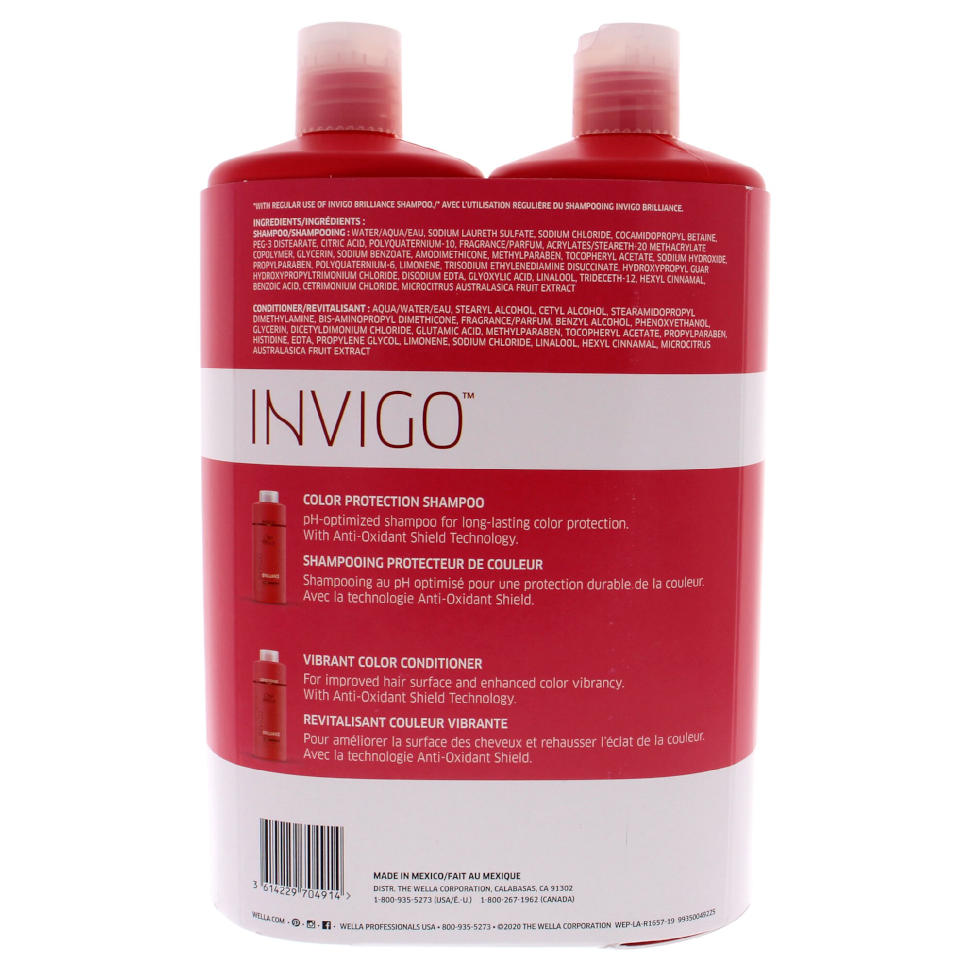 Wella Invigo Brilliance Shampoo & Conditioner for Coarse Colored Hair Liter 33.8 oz Wella