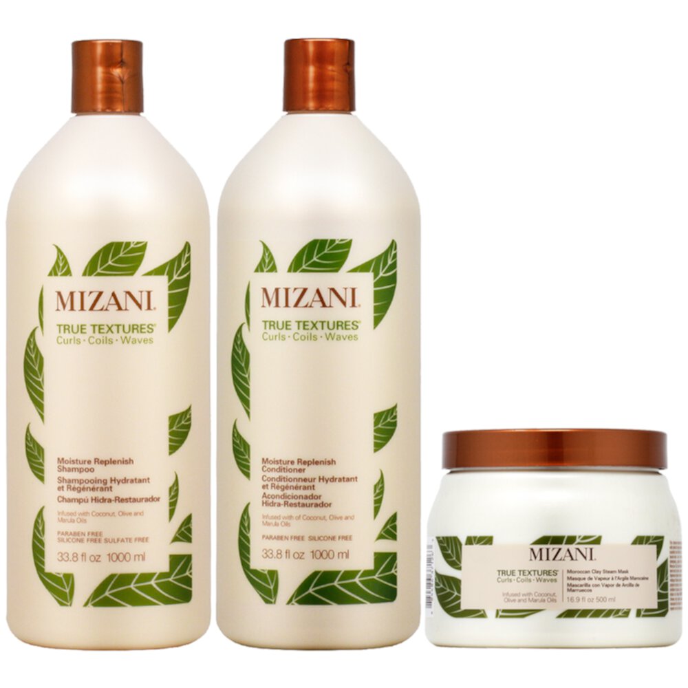 MIZANI True Textures Shampoo & Conditioner 33.8oz & Clay Steam Mask 16.9 oz Mizani