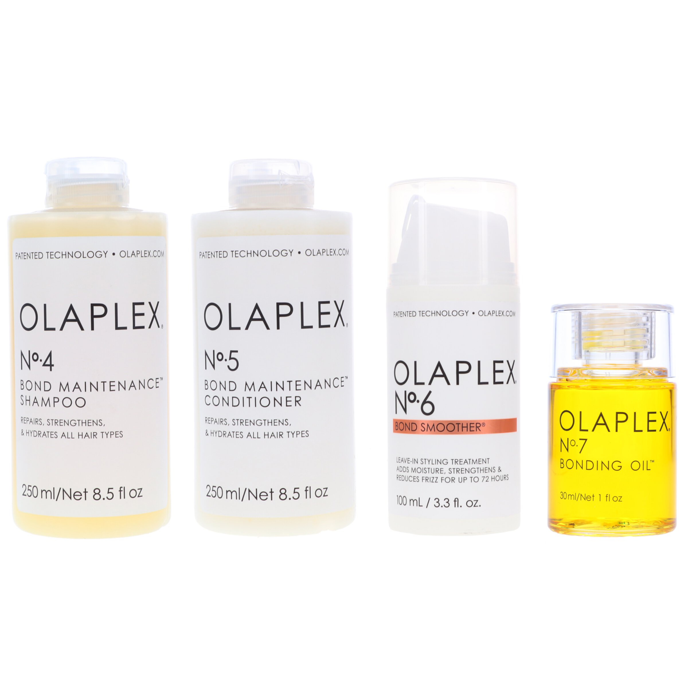 Olaplex No.4 Bond Maintenance Shampoo and No. 5 Bond Maintenance Conditioner 8.5 oz, No. 6 Bond Smoother Reparative Styling Creme 3.3 oz & No. 7 Bonding Oil 1 oz Combo Pack Olaplex