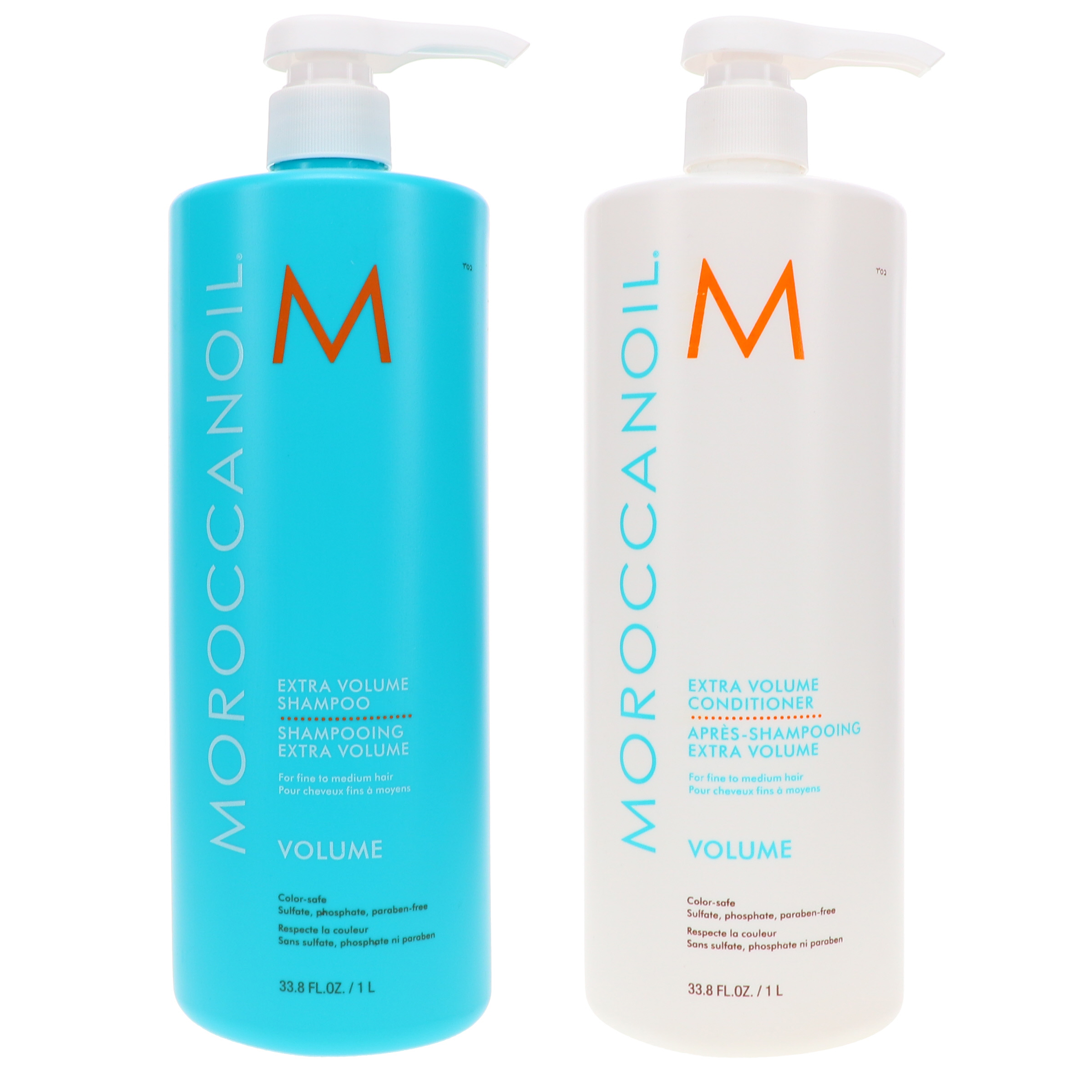 Moroccanoil Extra Volume Shampoo 33.8 oz & Extra Volume Conditioner 33.8 oz Combo Pack Moroccanoil