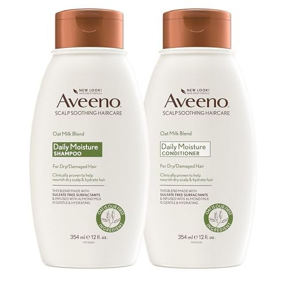 Aveeno Scalp Soothing Oat Milk Blend Shampoo & Conditioner Set for Daily Moisture and Light Nourishment, Sulfate Free, No Dyes or Parabens, 12 fl. Oz Aveeno