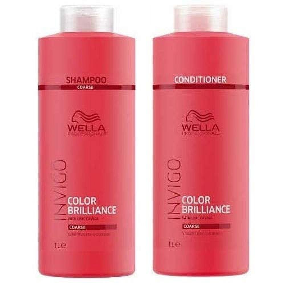 Wella INVIGO Brilliance Shampoo, Conditioner Liter Duo Coarse Hair 33.8 oz+Pumps Wella