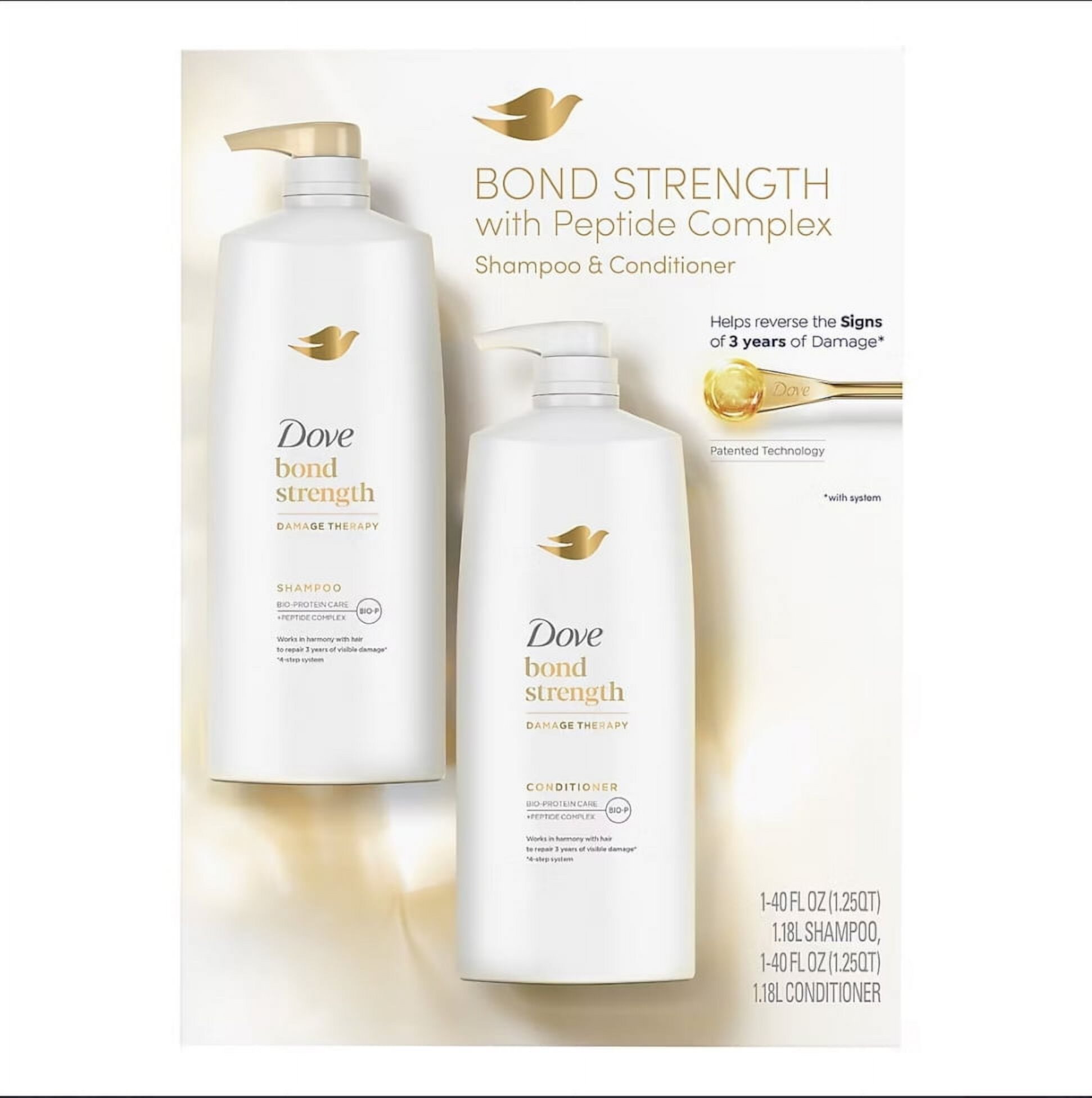 Dove Bond Strength Shampoo & Conditioner with Peptide Complex for Damaged Hair, 2 pk./40 oz. Dove