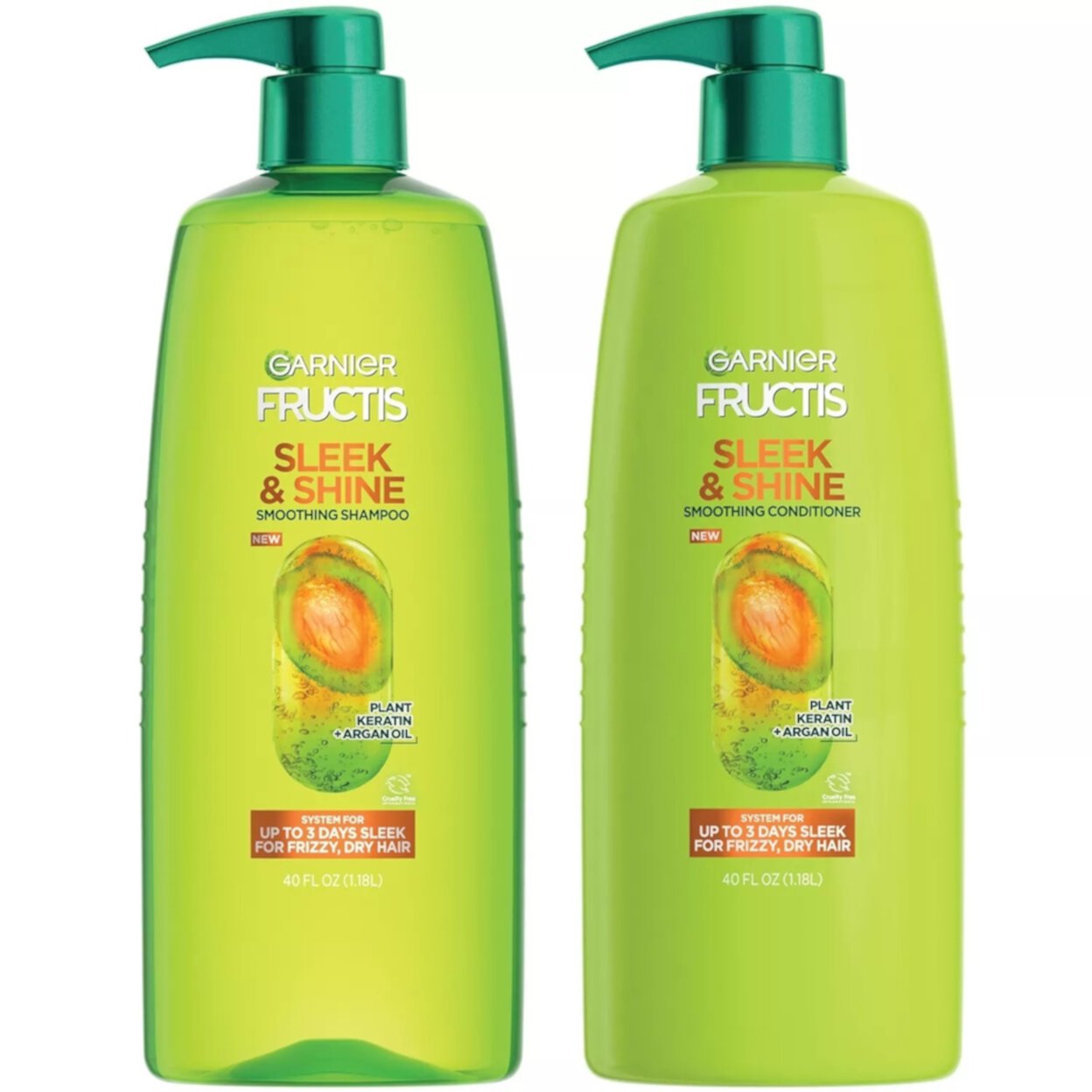 Garnier Fructis Sleek and Shine Smoothing Shampoo and Conditioner 40 Fl Oz (2 Pack) Garnier