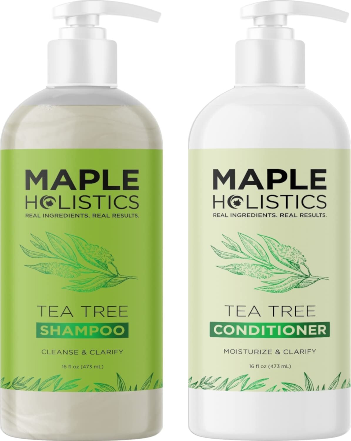 Tea Tree Shampoo and Conditioner Set - Shampoo and Conditioner for Color Treated Hair - Maple Holistics Tea Tree Oil for Dry Scalp - Hydrating Tea Tree Oil Shampoo and Conditioner for Women & Men 8oz Maple Holistics