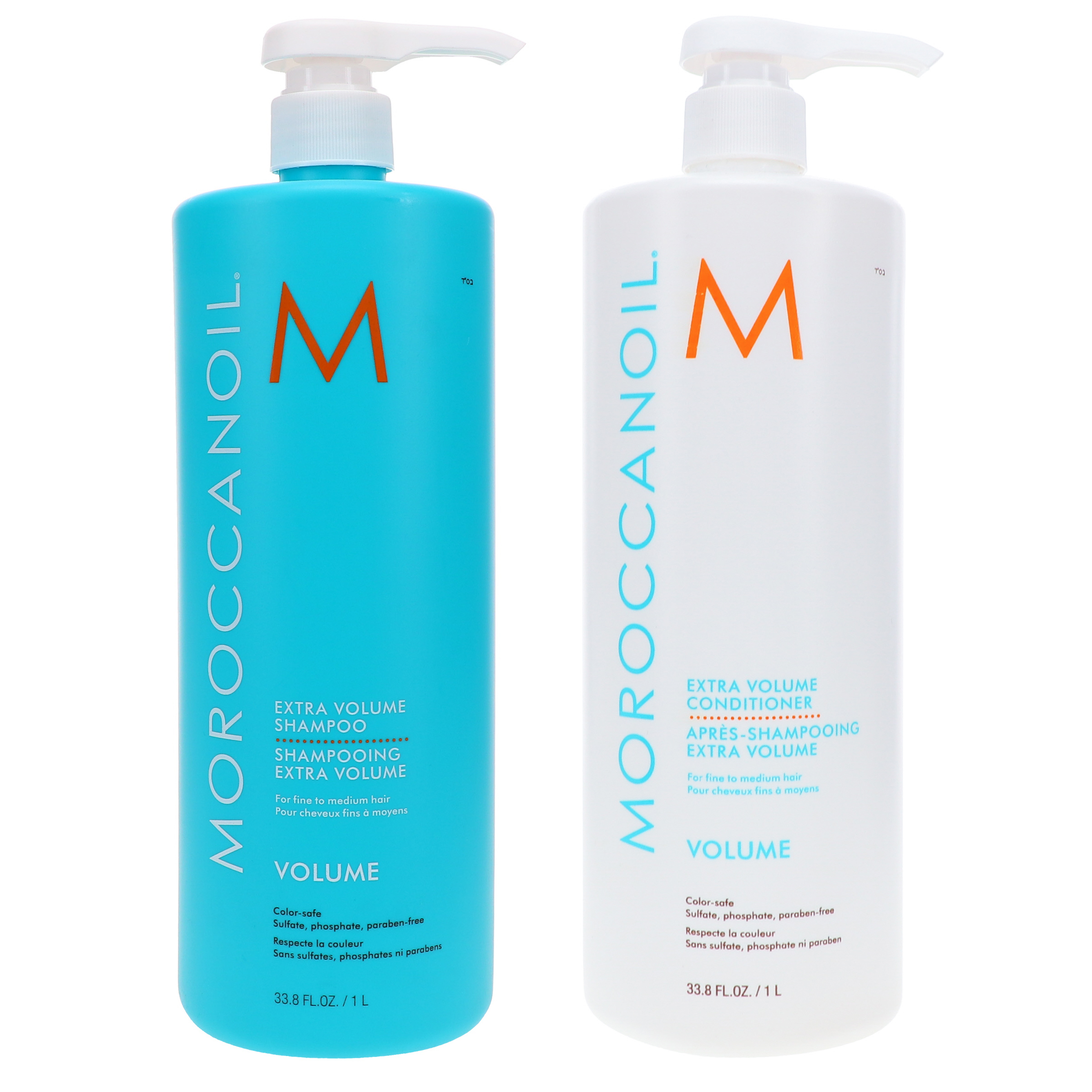 Moroccanoil Extra Volume Shampoo 33.8 oz & Extra Volume Conditioner 33.8 oz Combo Pack Moroccanoil