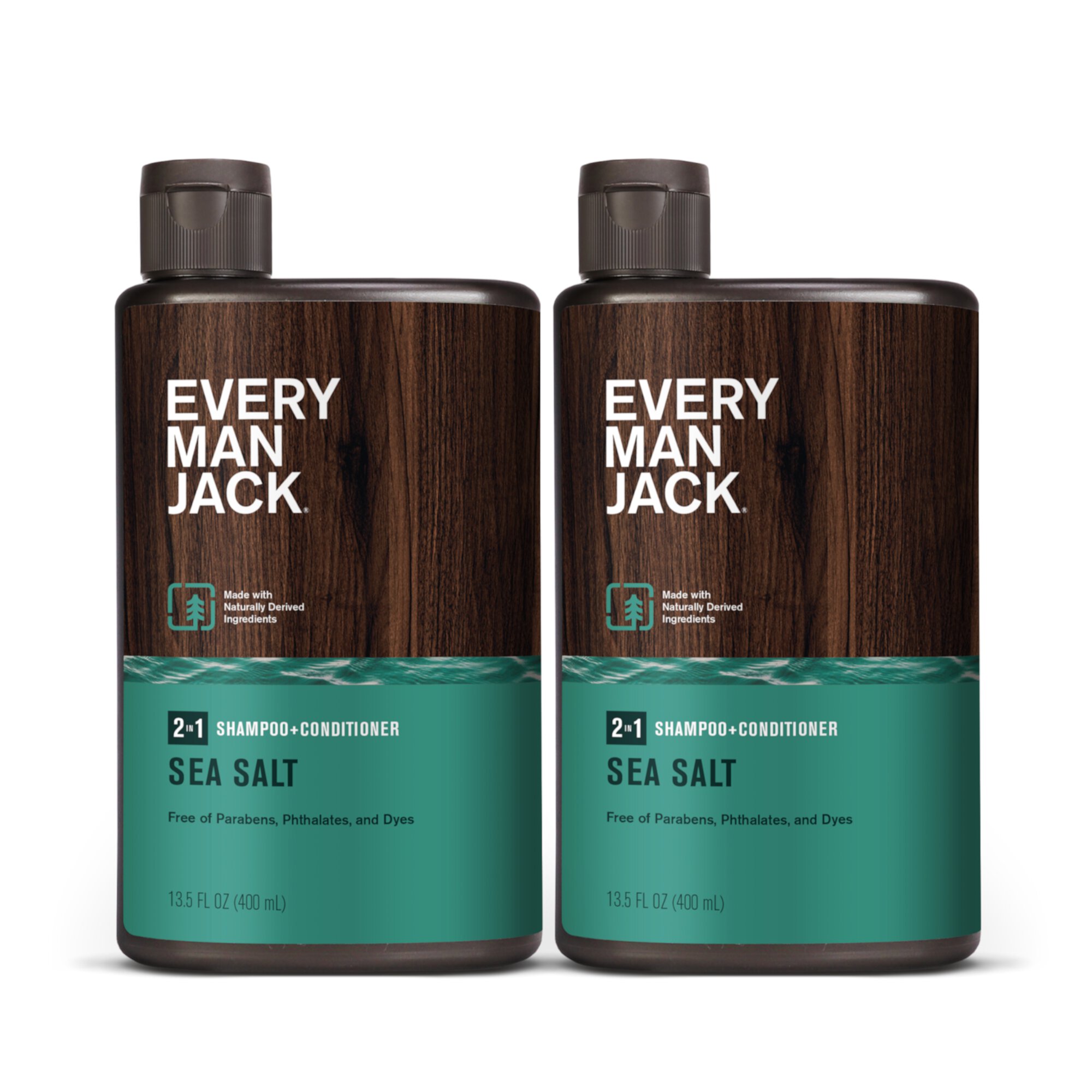 Every Man Jack 2-in-1 Shampoo and Conditioner, Sea Salt, Twin Pack 13.5oz each - For All Hair Types Every Man Jack