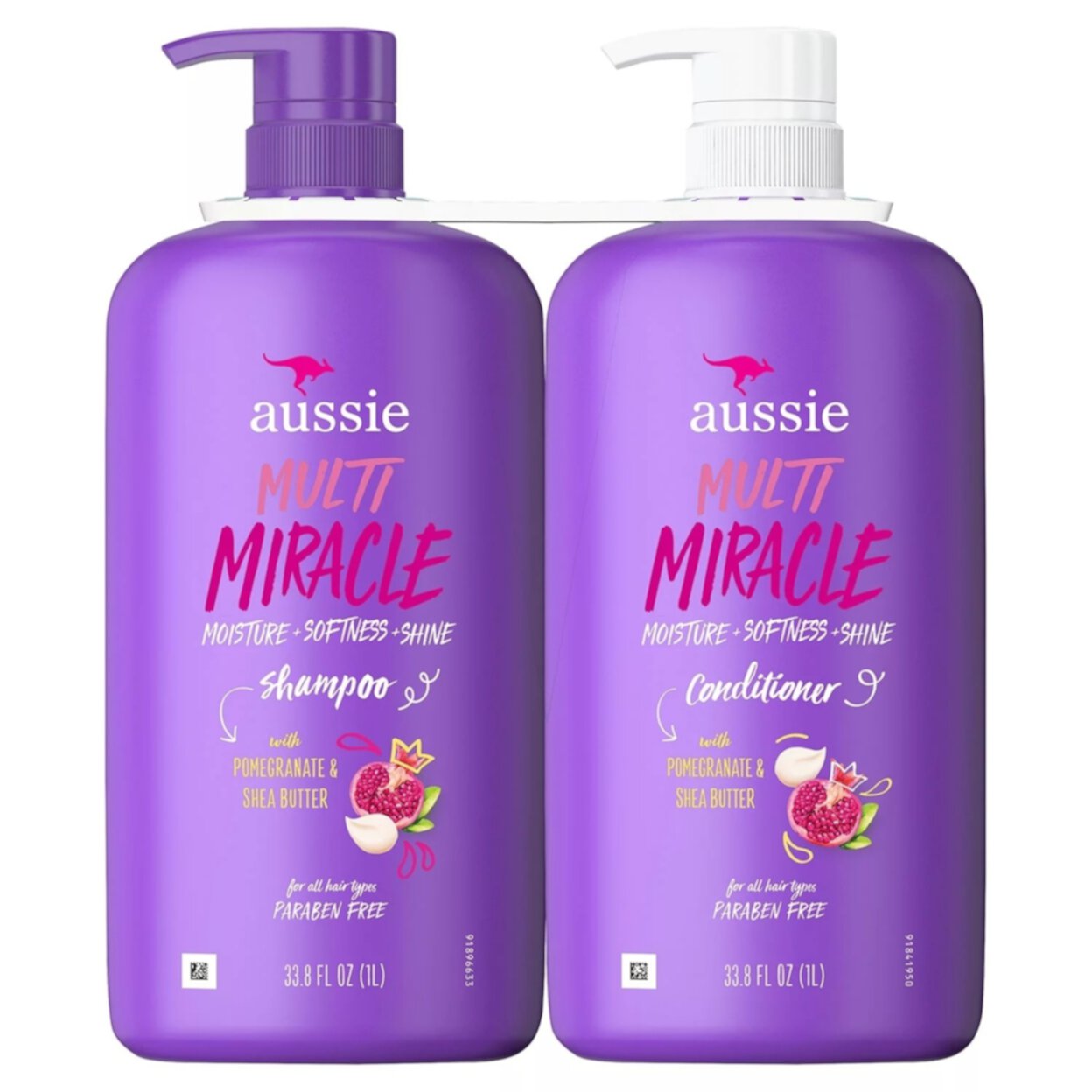 Aussie Multi Miracle Shampoo and Conditioner Pom and Shea Butter 33 Fl Oz (2 Pack) Aussie