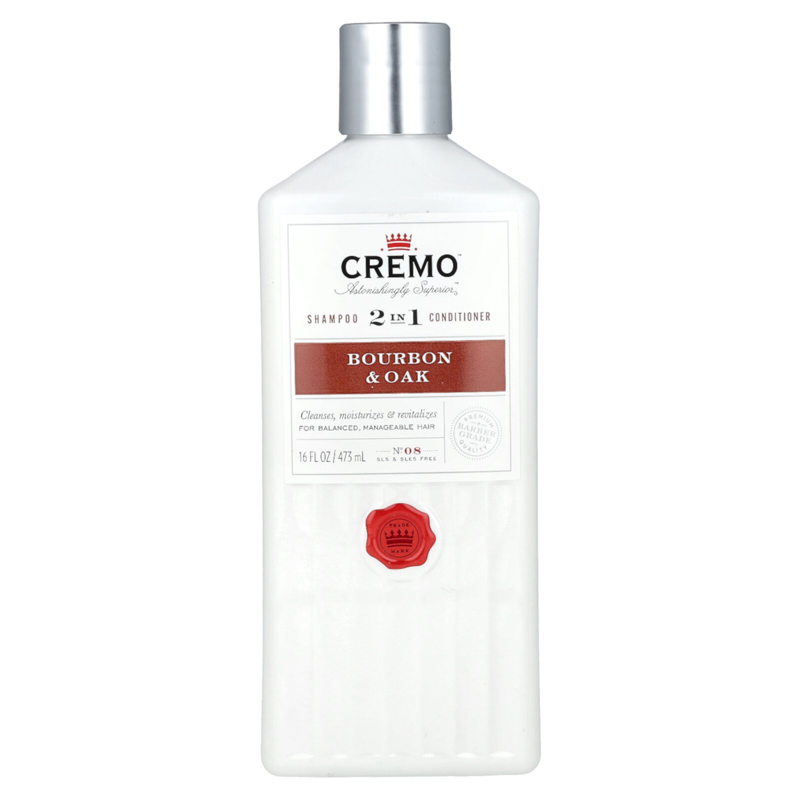 Cremo 2 In 1 Shampoo & Conditioner, No. 08, Bourbon & Oak, 16 fl oz (473 ml) Cremo