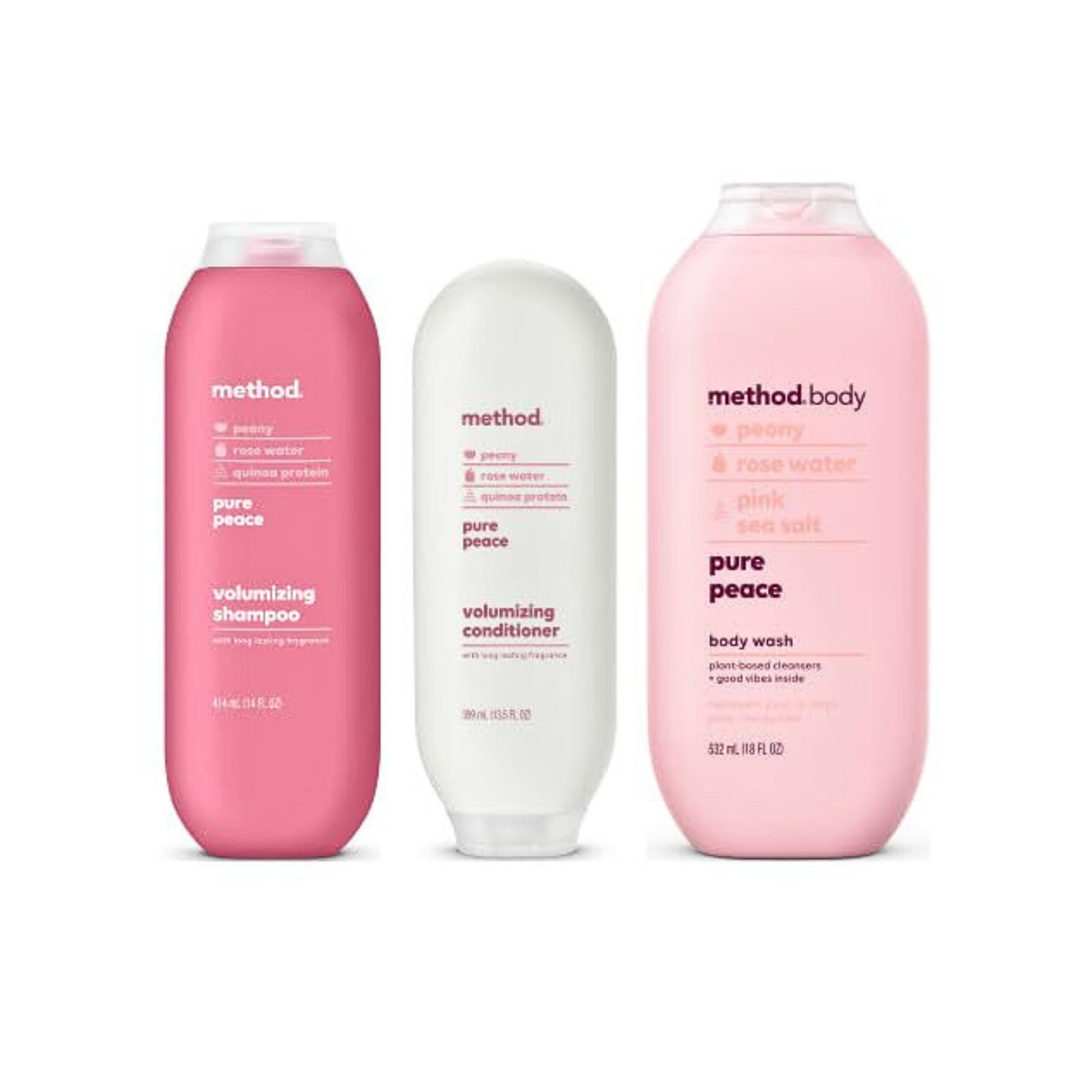 Method Pure Peace Shampoo, Conditioner, and Body Wash Set (Variety Pack) Method