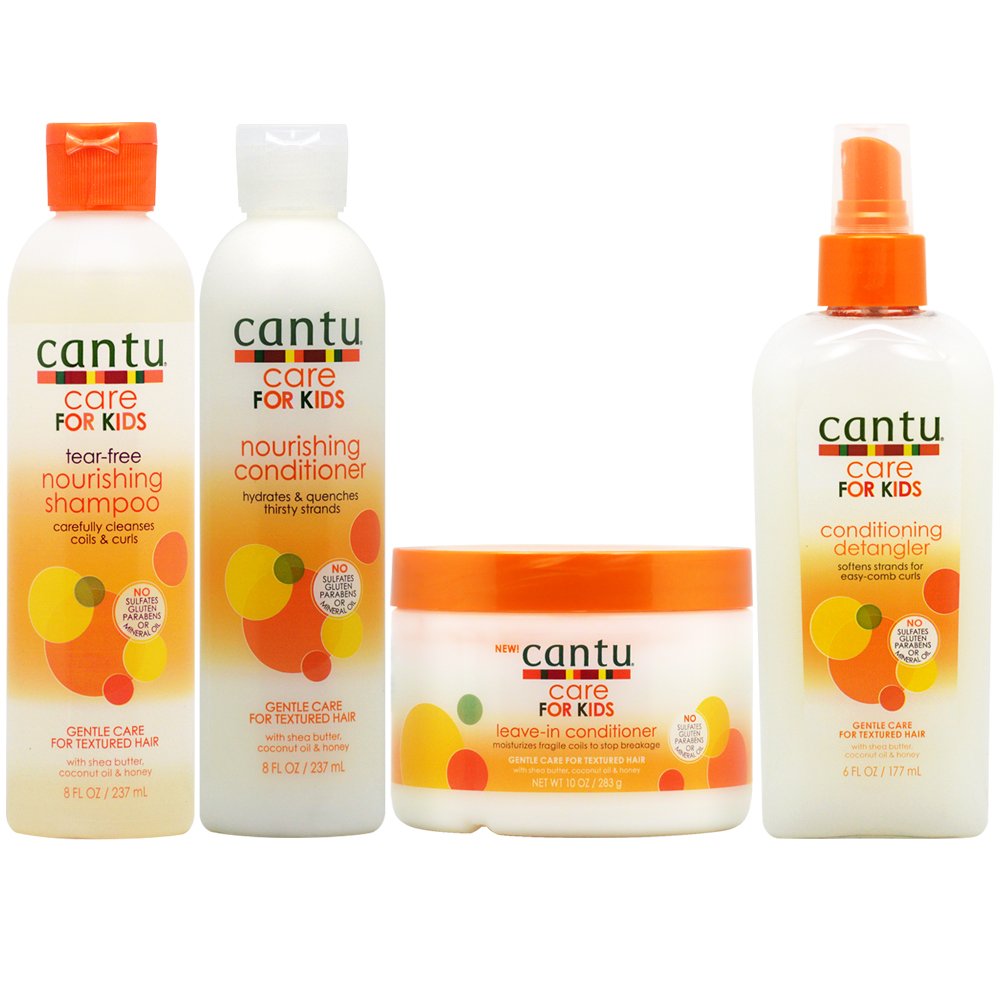 Cantu Care for Kids Shampoo + Conditioner + Leave-in Conditioner + Detangler 4 SET * BEAUTY TALK LA * Cantu