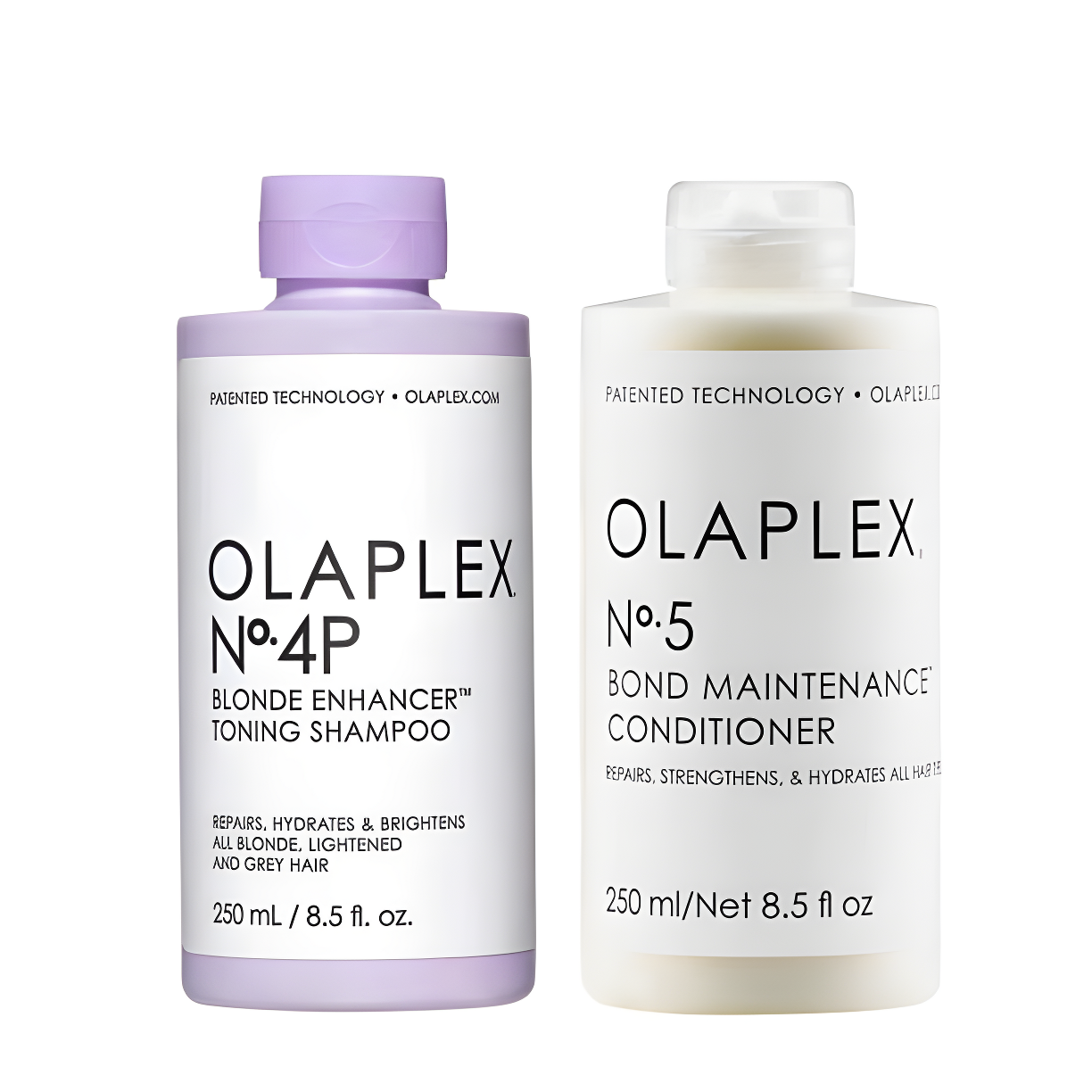 Olaplex No. 4P Blonde Enhancer Toning Shampoo and No. 5 Bond Maintenance Conditioner Set, 8.5 oz Each Olaplex