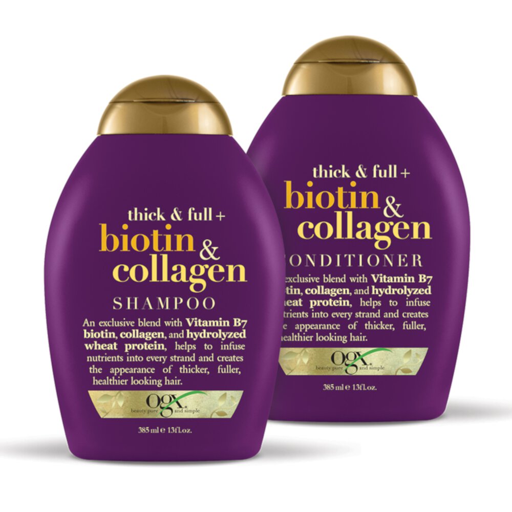 OGX Thick & Full + Biotin & Collagen Shampoo & Conditioner Set 13oz , 2 Ct OGX