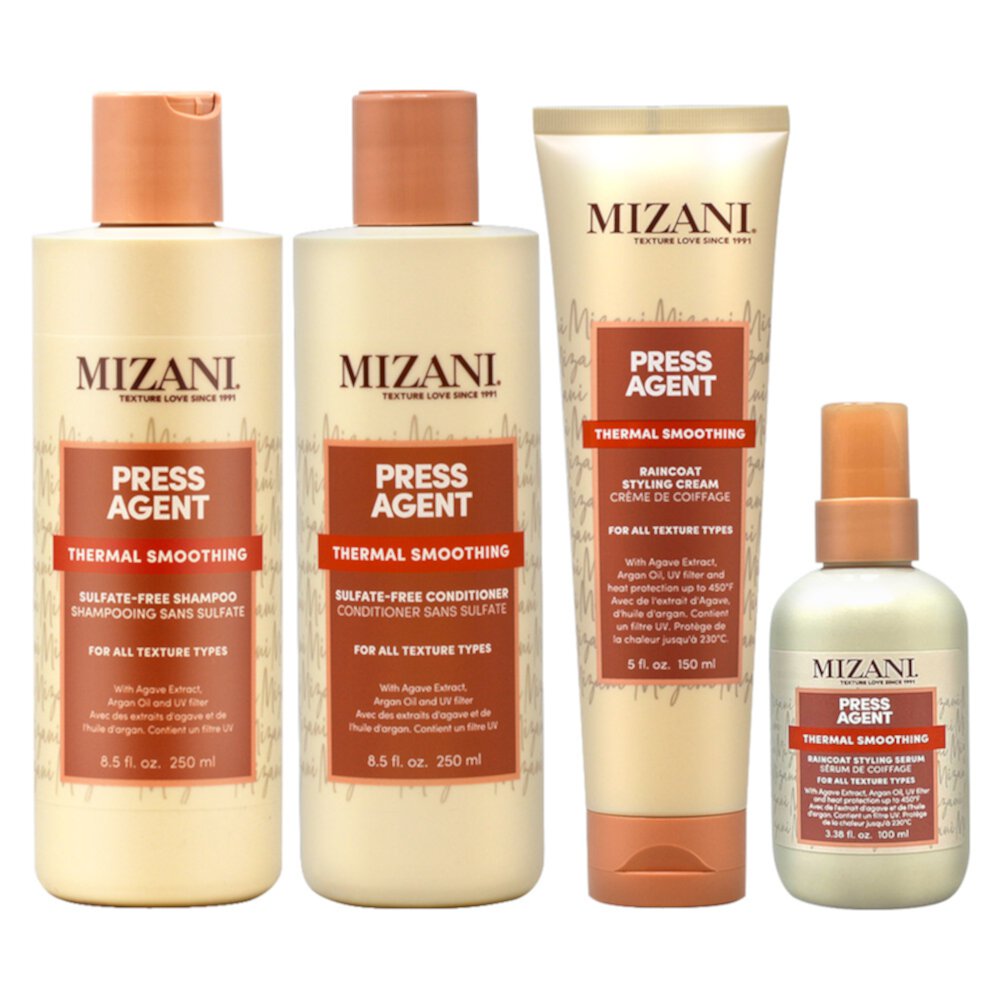 Mizani Press Agent Shampoo 8.5oz + Conditioner 8.5oz + Cream 5oz + Serum 3.38oz Mizani