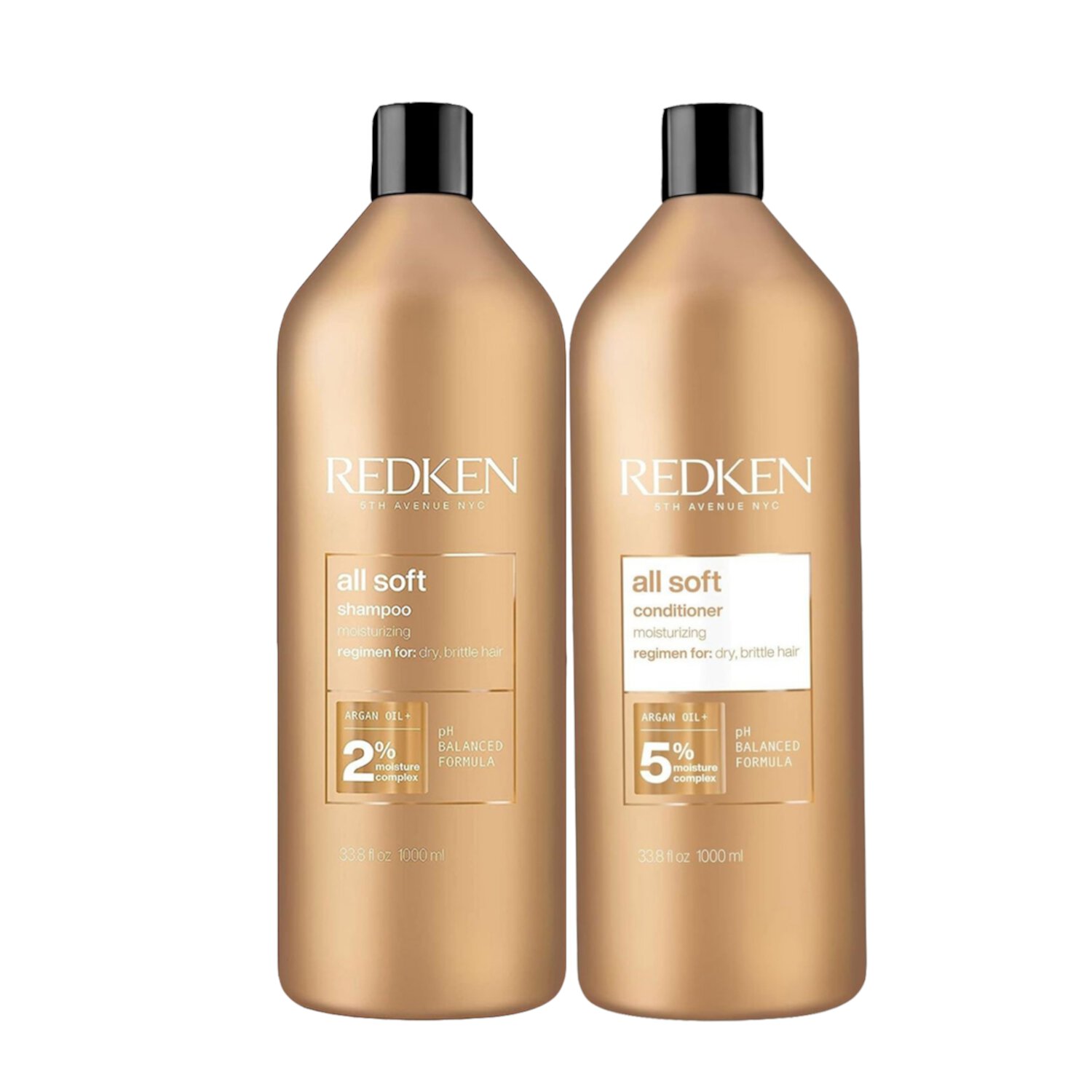 Redken All Soft Moisturizing Shampoo & Moisturizing Conditioner Set for Dry brittle Hair 33.8 oz Each Redken