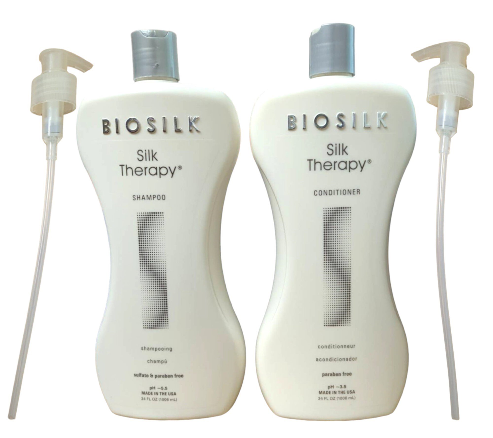 Biosilk Silk Therapy Shampoo & Conditioner Duo - 34 oz each including dispensing pump Biosilk