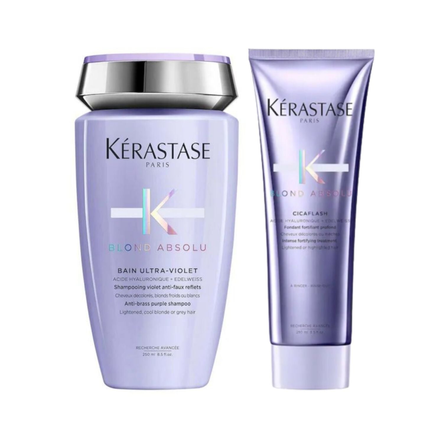 Kerastase Blond Absolu Bain Ultra-Violet shampoo & Cicaflash Conditioner Set 8.5 oz each KERASTASE