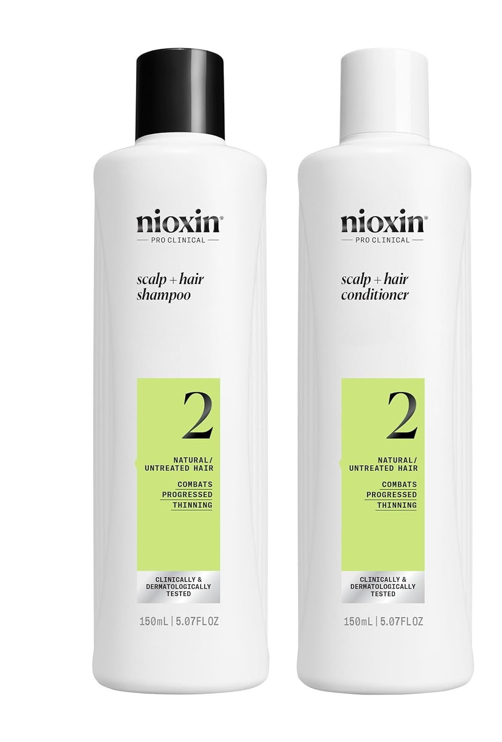 Nio*xin* PRO System 2 DUO, Scalp + Hair Shampoo and Conditioner 10.1 fl oz each - For Natural Hair with Progressed Thinning PRO