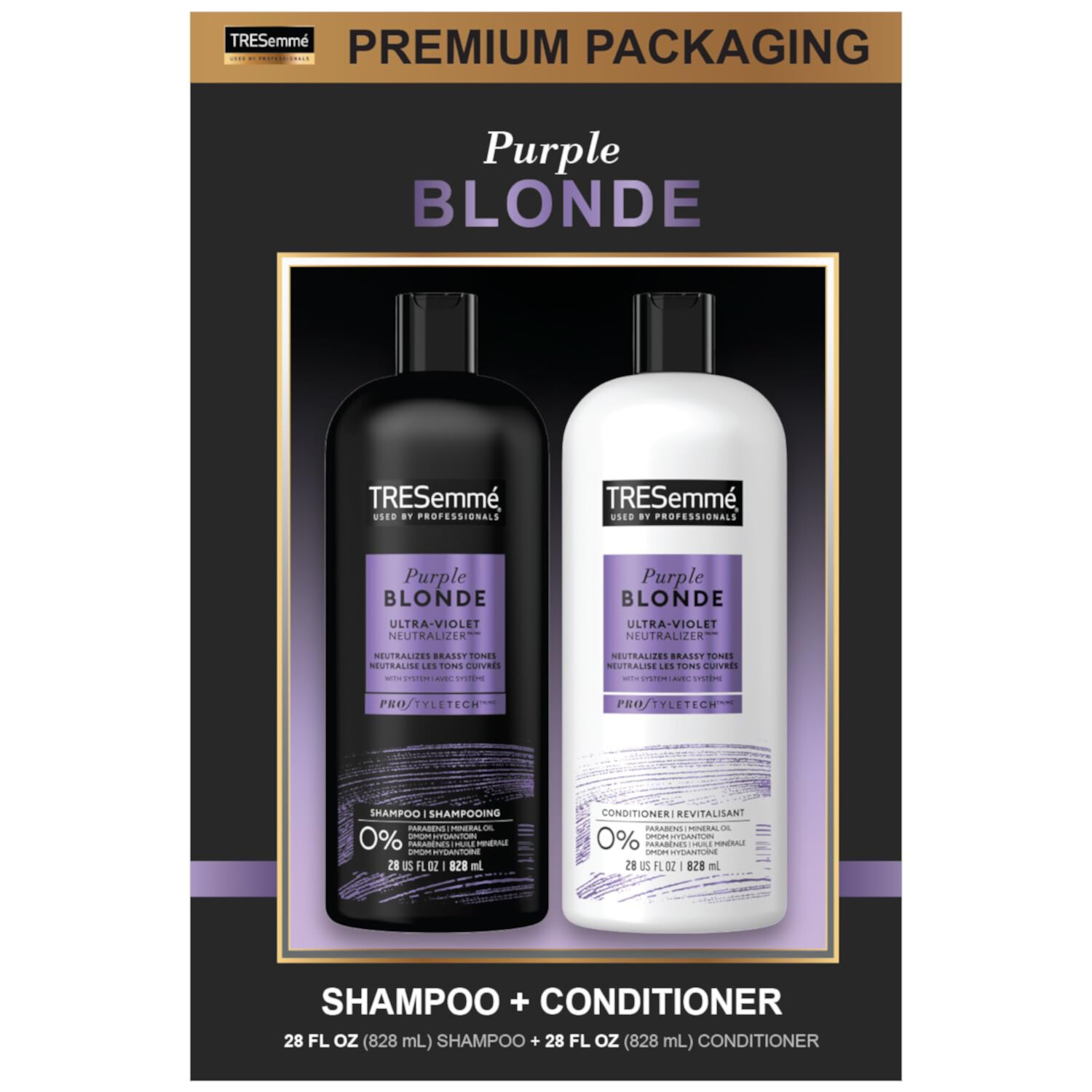 TRESemme Shampoo and Conditioner Set - Purple Shampoo for Blonde Hair, Blonde Shampoo and Conditioner, Blonde & Silver Hair Care, 28 Fl Oz (2 Piece Set) Tresemme