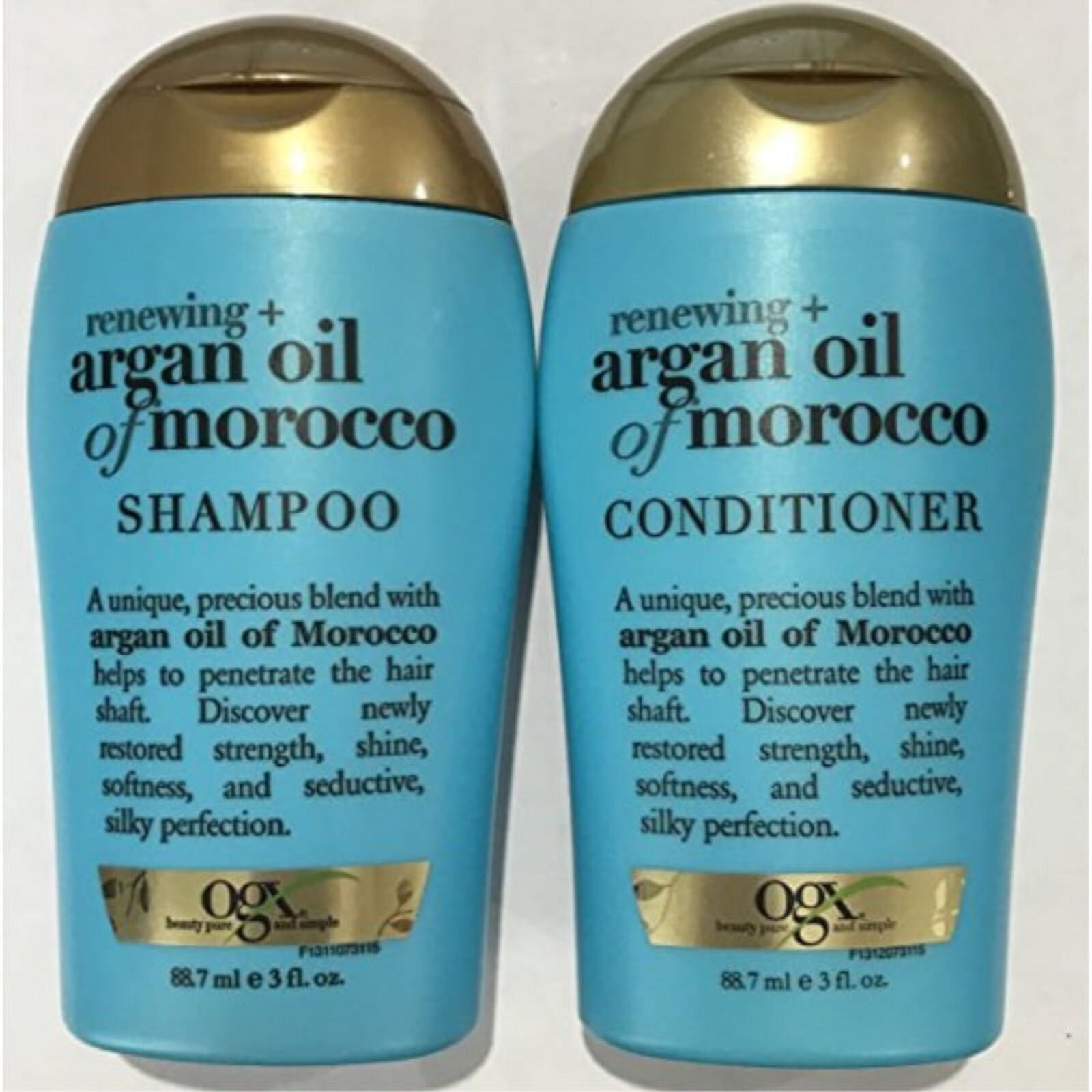 ogx renewing argan oil of morocco shampoo & conditioner travel size - 3 oz. each OGX