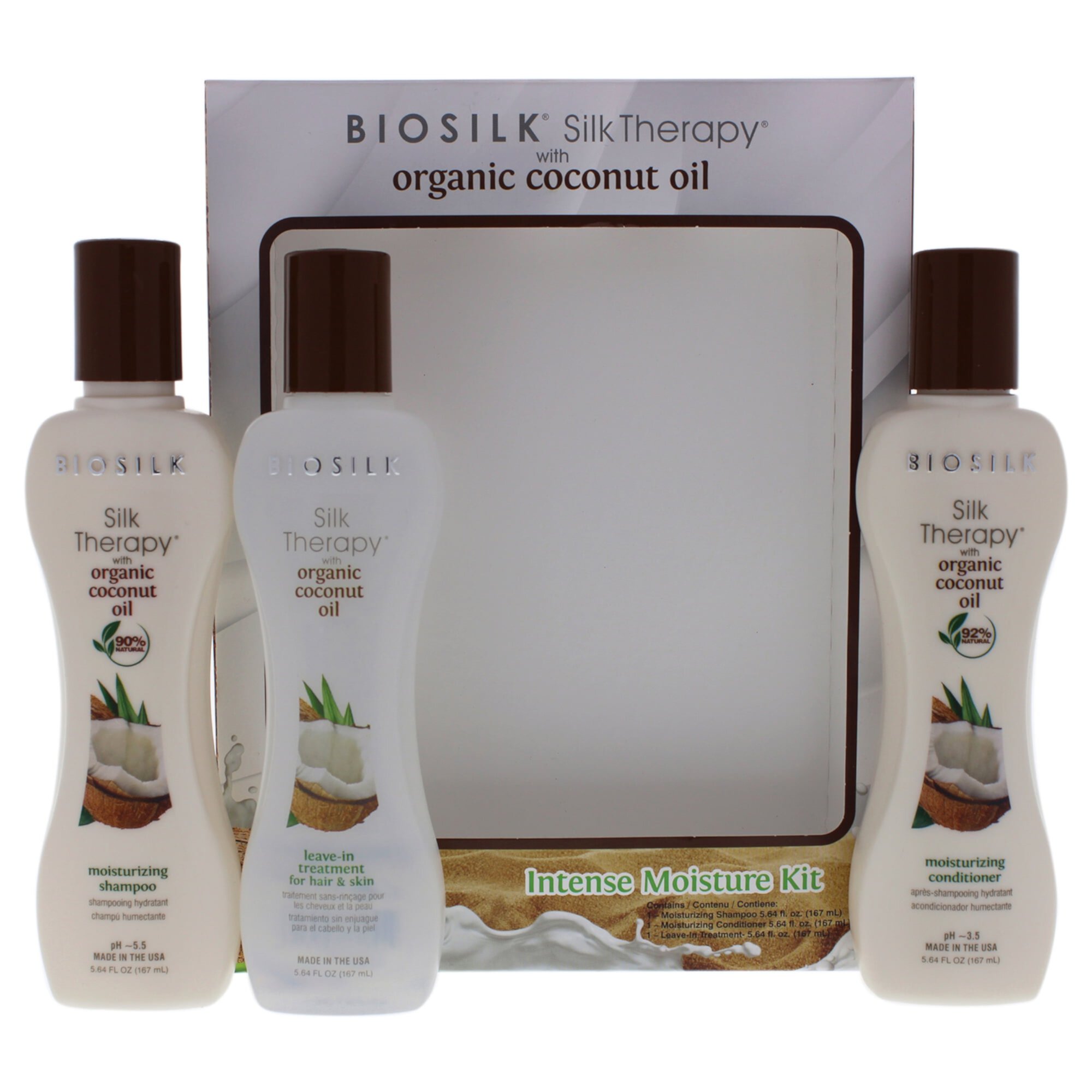 Biosilk Silk Therapy With Organic Coconut Intense Moisture Kit Unisex 3 Pc Biosilk