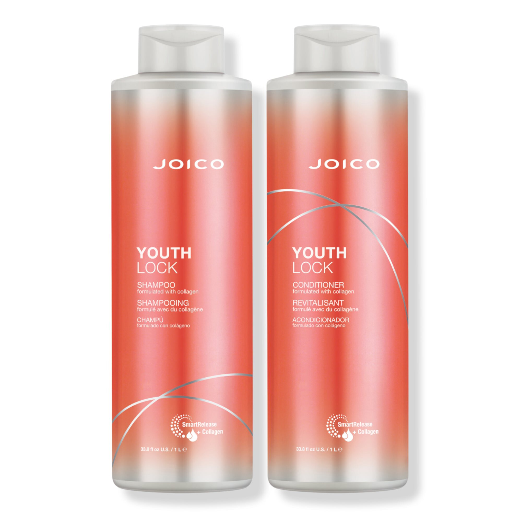 Joico YouthLock Shampoo 33.8oz & Conditioner 33.8oz Duo Set_ Formulated with Collagen Joico