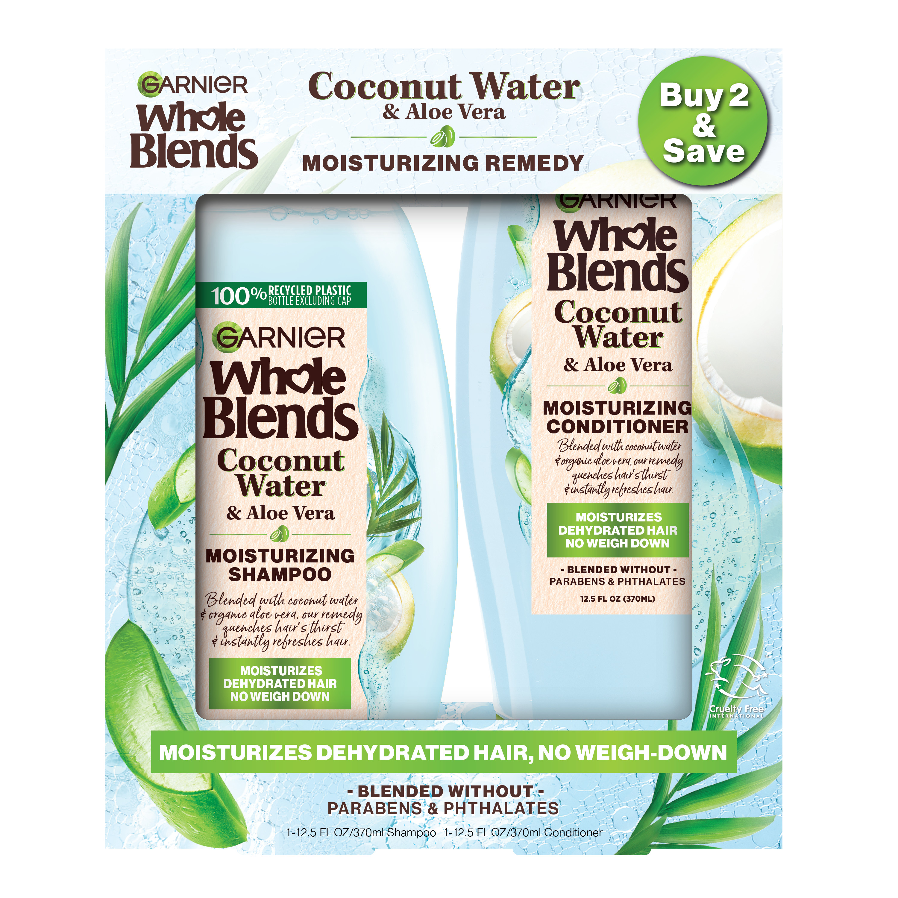 Garnier Whole Blends Moisturizing Shampoo and Conditioner, Dehydrated Hair, 1 kit Garnier