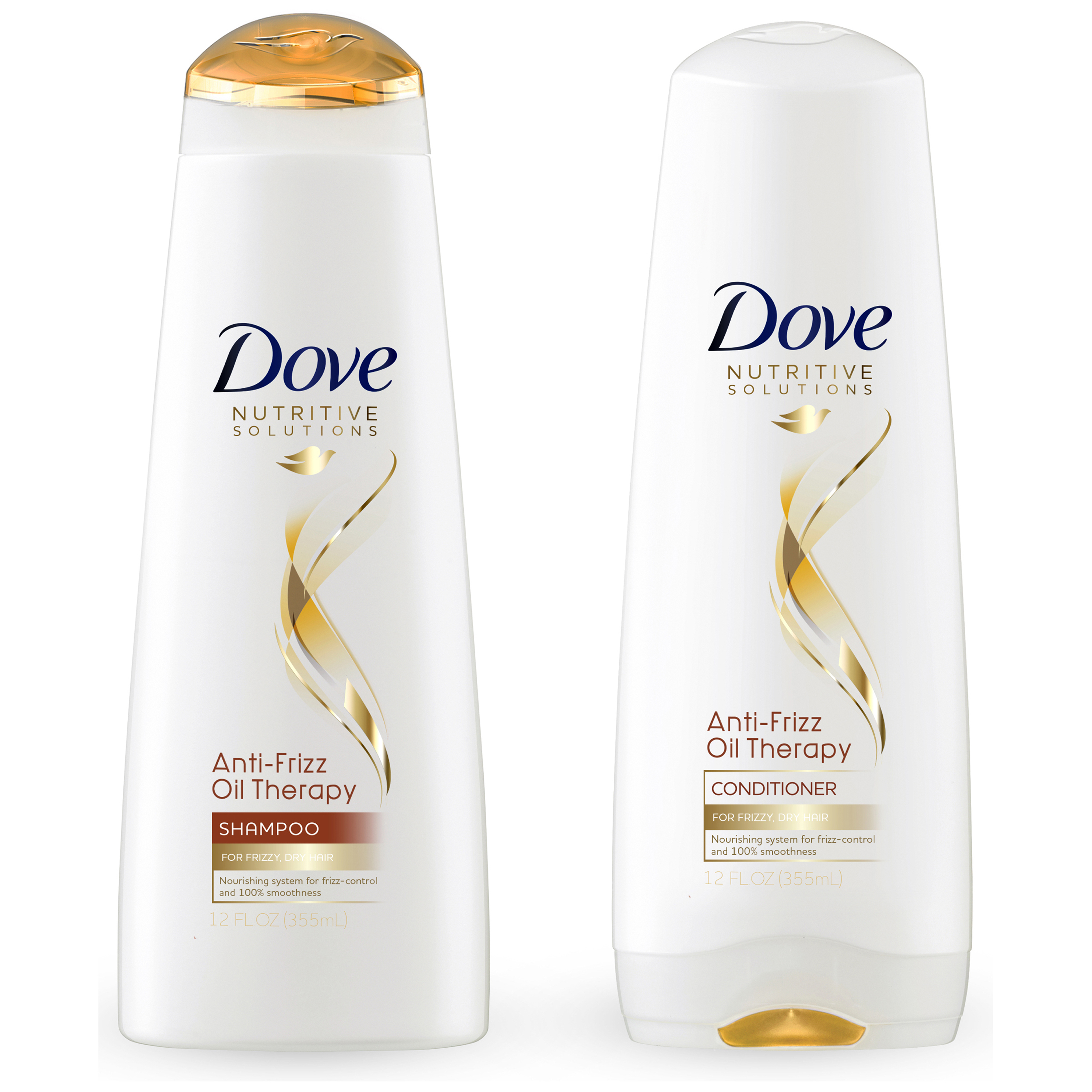 Dove Nutritive Solutions Shampoo and Conditioner Anti-Frizz Oil Therapy 12 oz, 2 count Dove