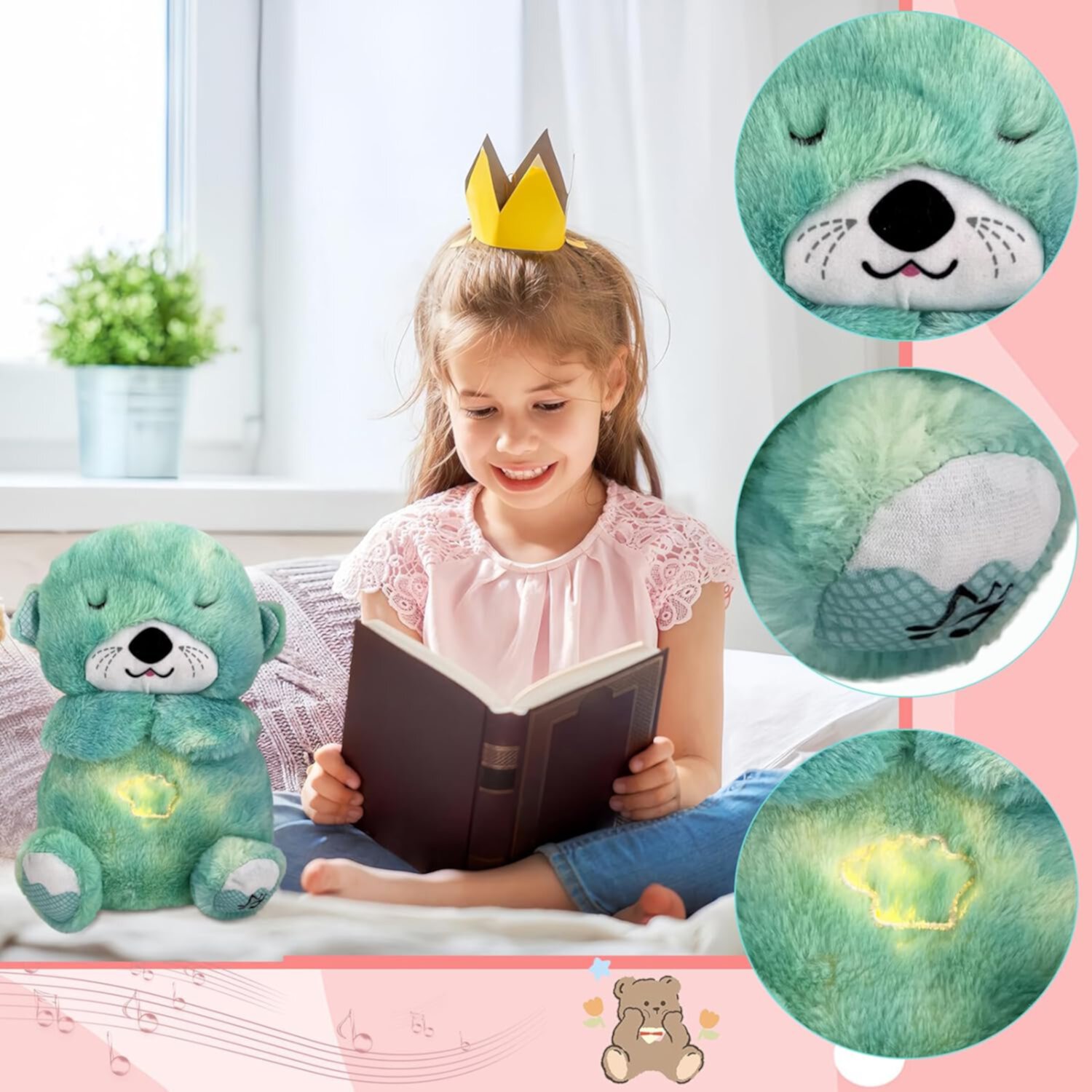 Relief Koala Breathing Dinosaur, Relief Koala Breathing Stuffed Animal Baby Sound Machine Soother Anxiety, Anxiety Relief Koala Breathing with Sensory Music Lights Rhythmic Breathing Motion Vlemua