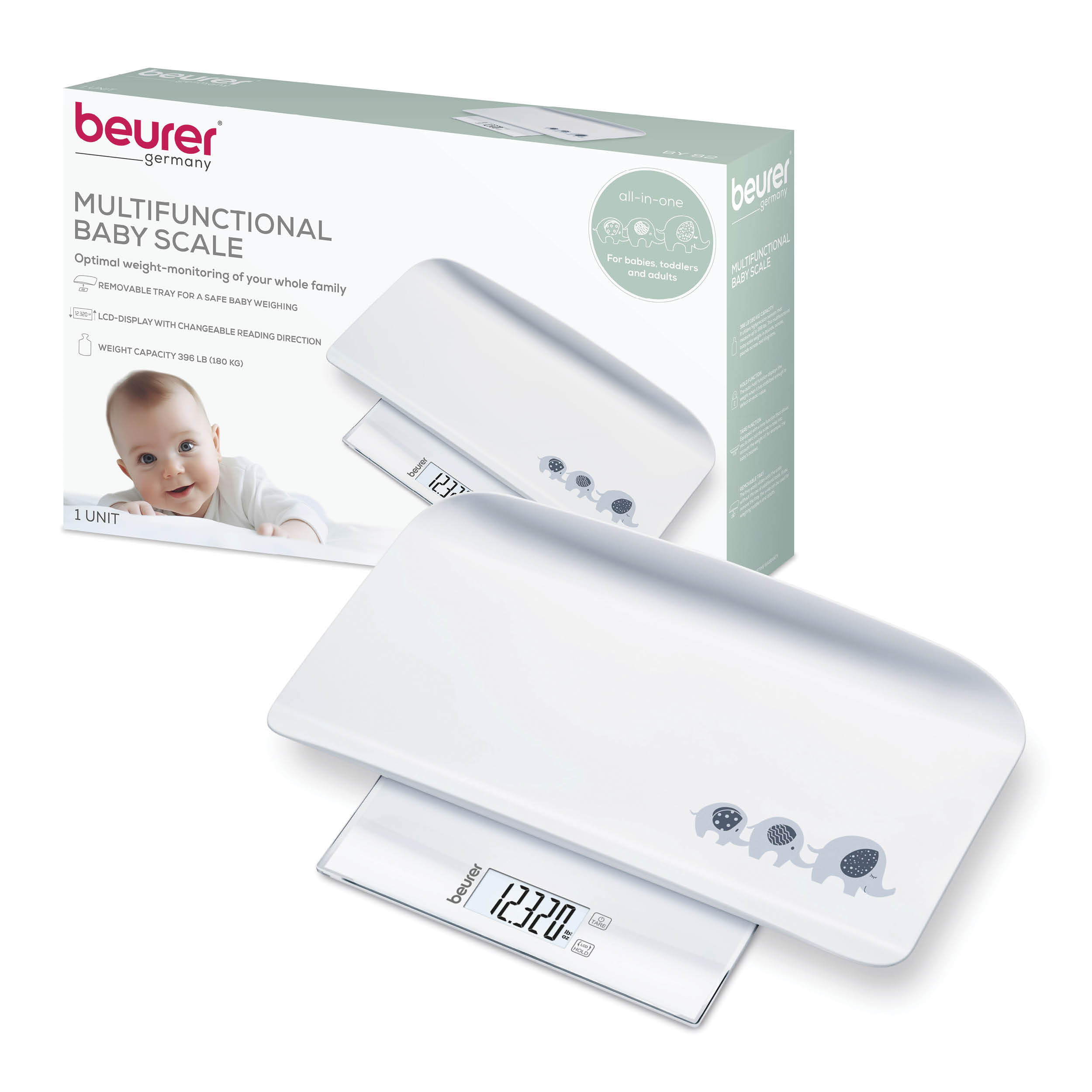 Beurer Multifunctional Baby Scale for Infants, Kids, Adults, and Pets, BY82 Beurer