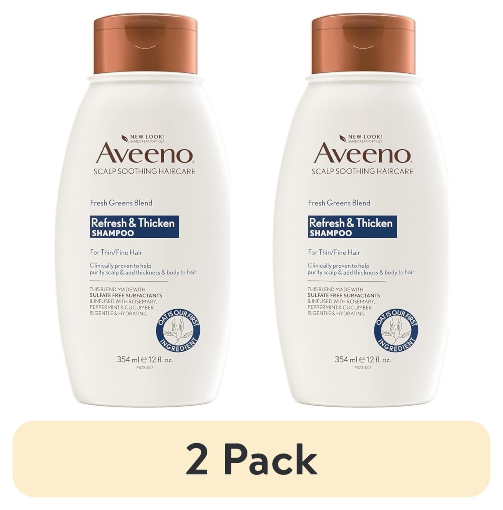 (2 pack) Aveeno Fresh Greens Blend Refresh And Thicken Shampoo, 12 fl oz Aveeno