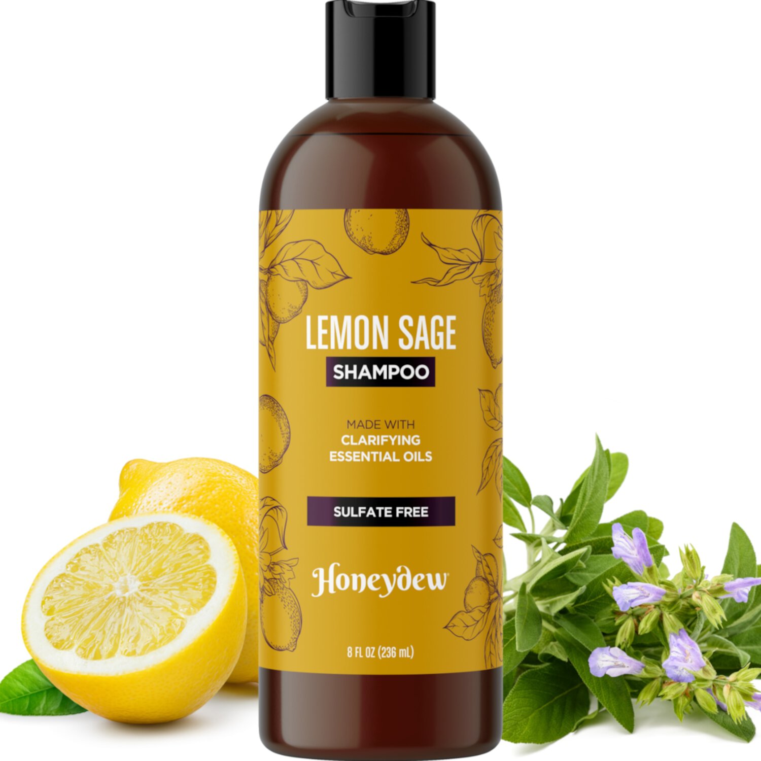 Lemon Sage Clarifying Shampoo for Oily Hair - Sulfate Free Shampoo Oily Hair Formula with Keratin Rosemary and Tea Tree Oil - Oily Hair Shampoo for Dry Scalp and Build Up, 8 fl oz Maple Holistics