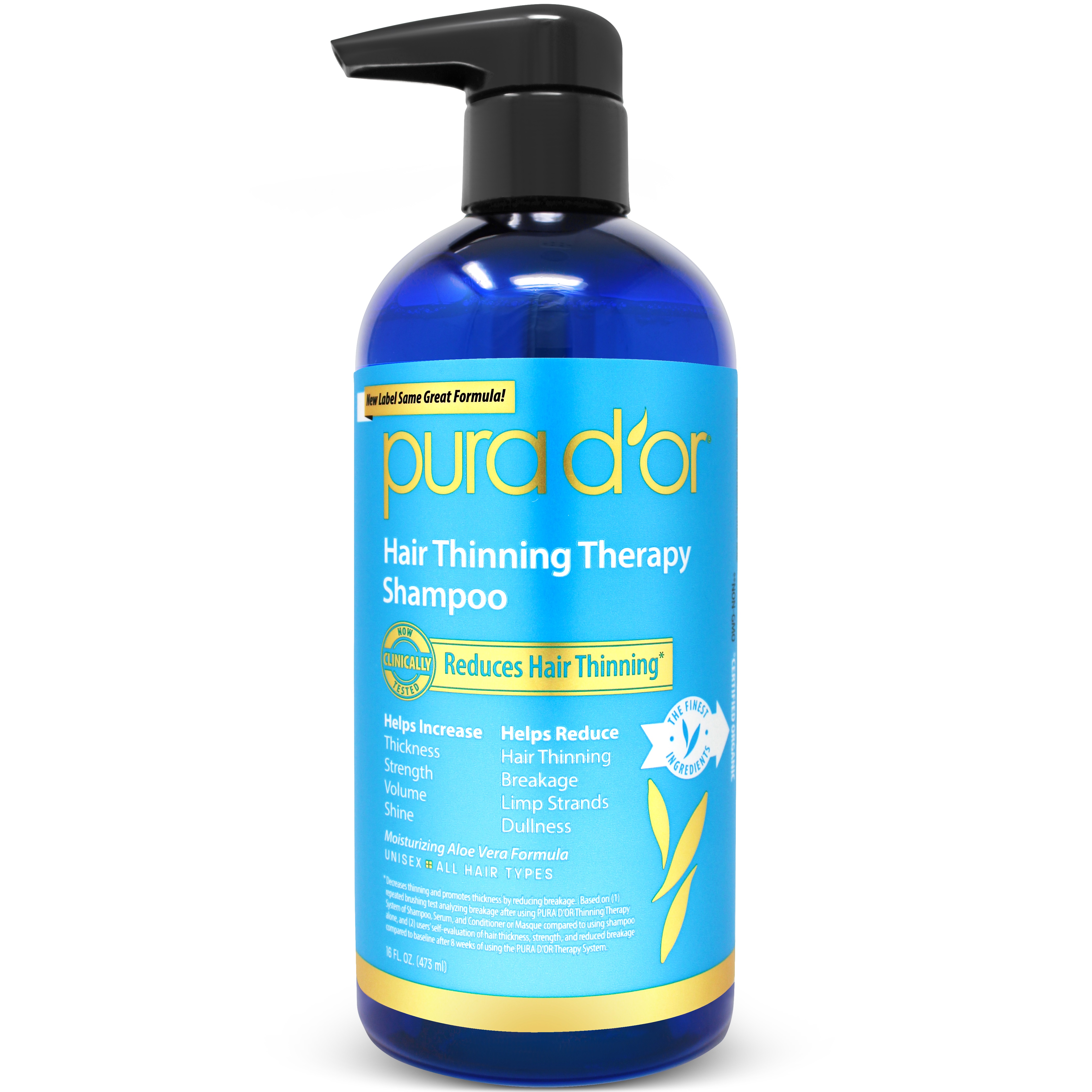 PURA D'OR  PURA D'OR Dor Hair Thinning Therapy Shampoo Original Blue Label Shampoo 16 fl oz PURA D'OR