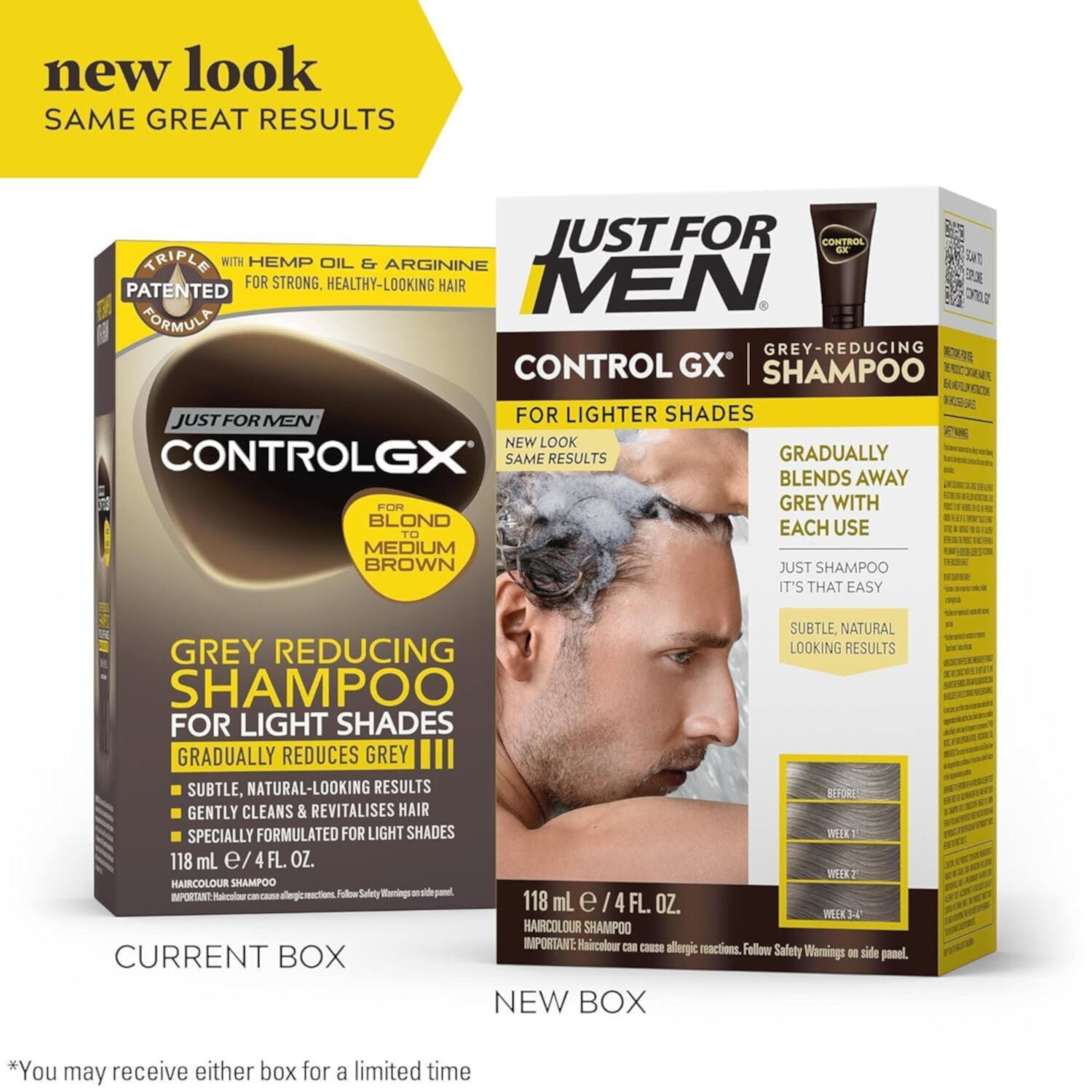 Just For Men Control GX Gradual Gray Reduction Daily Hair Shampoo for Light Shades, 4 oz, 3 Pack Just for Men