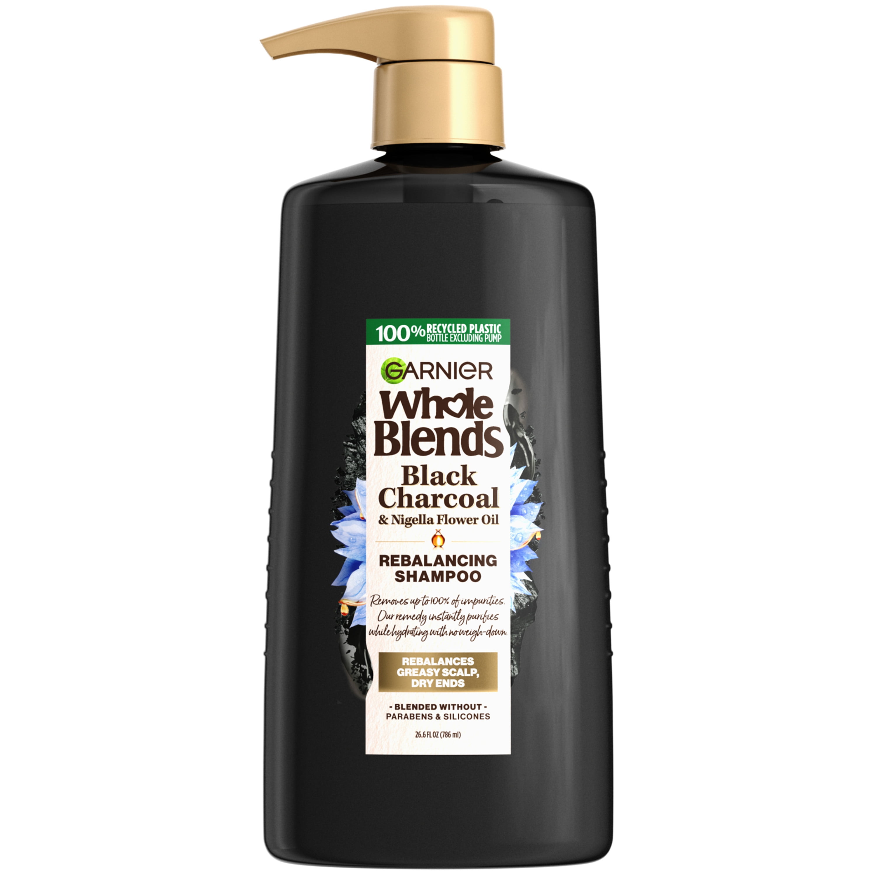 Garnier Whole Blends Rebalancing Cleansing Shampoo with Black Charcoal, All Hair Types, 26.6 fl oz Garnier