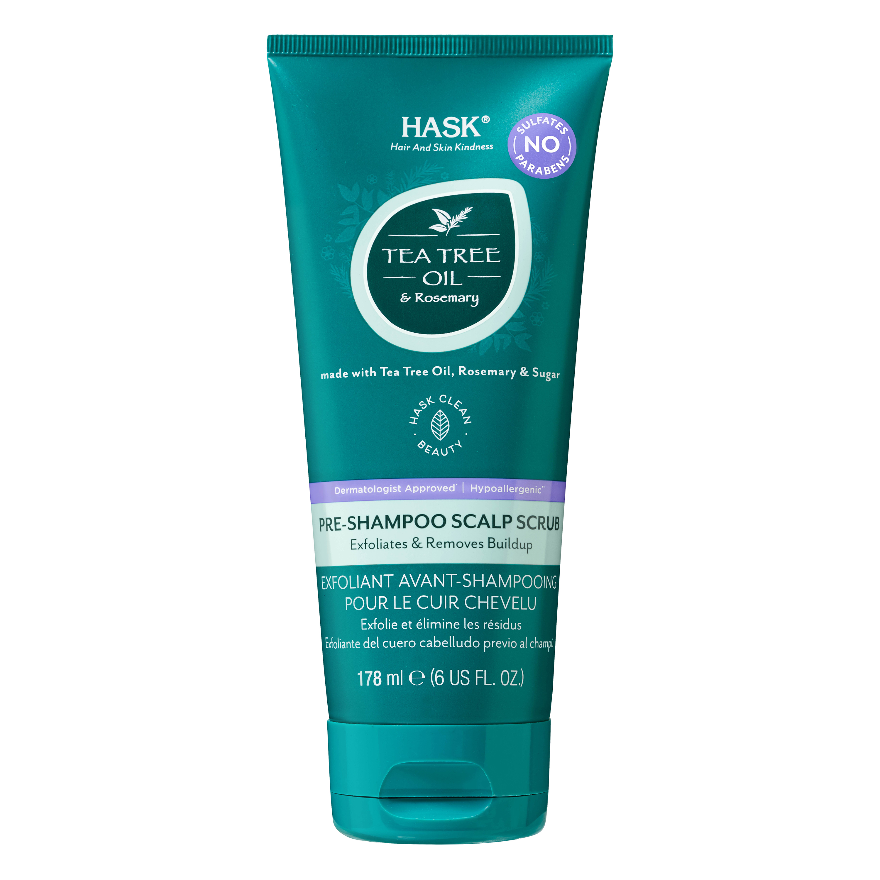 Hask Tea Tree Oil & Rosemary Pre-Shampoo Scalp Scrub 6oz HASK