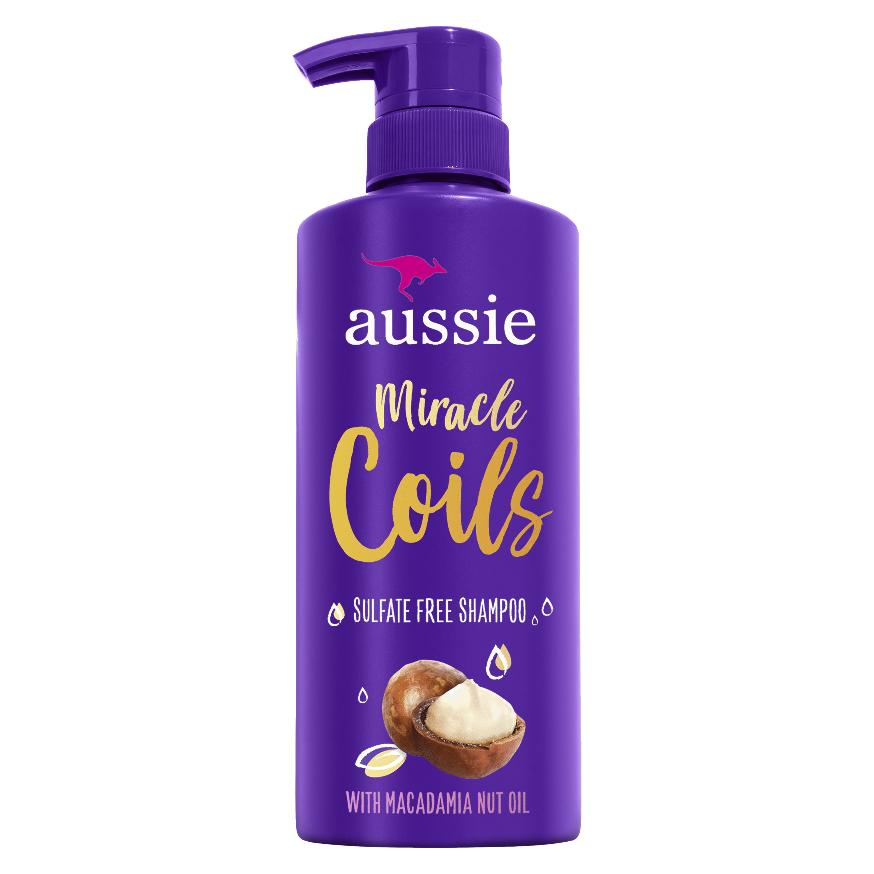 Aussie Miracle Coils Sulfate-Free Shampoo, All Hair Types, Macadamia Nut Oil, Paraben Free, 16 fl oz Aussie