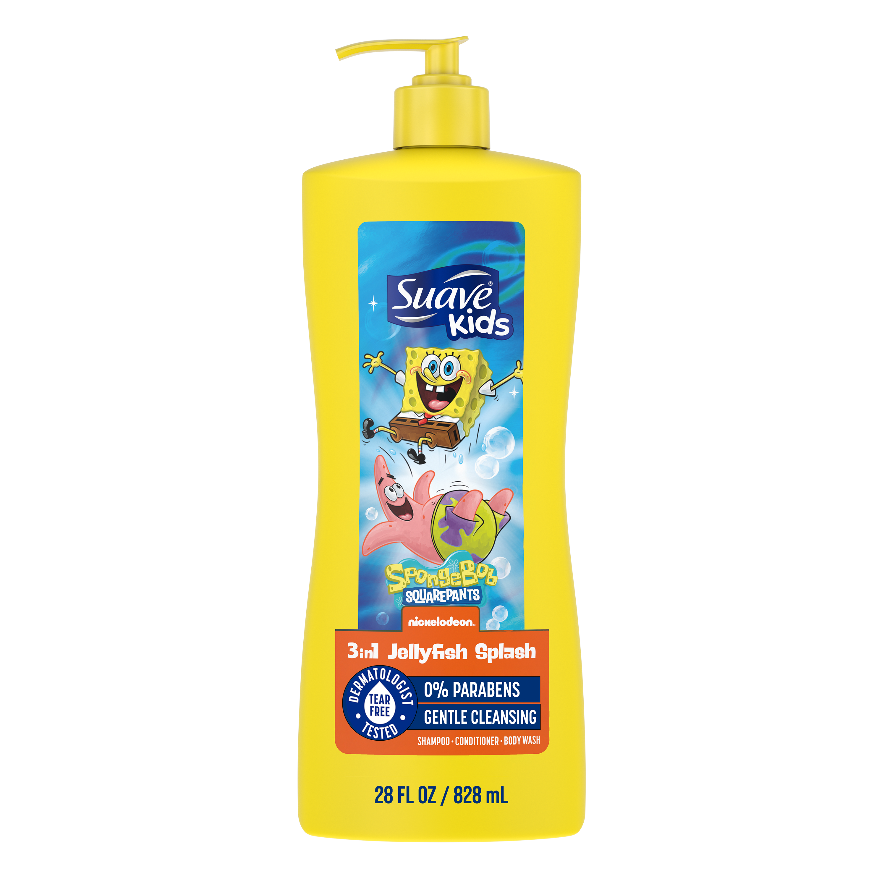 Suave Kids 2-in-1 Shampoo & Body Wash, SpongeBob SquarePants Jellyfish Splash, 28 fl oz Suave