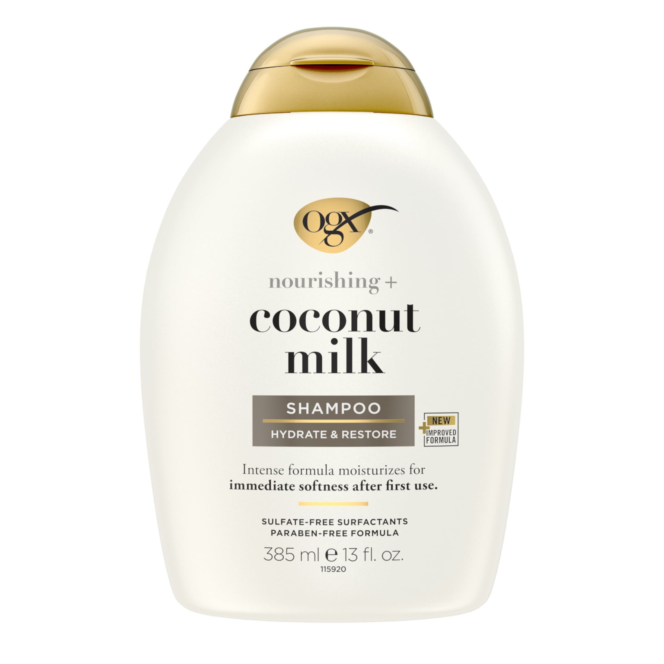 OGX Nourishing + Coconut Milk Moisturizing Shampoo for Strong & Healthy Hair, with Coconut Milk, Coconut Oil & Egg White Protein, Paraben-Free, Sulfate-Free Surfactants, 13 fl.oz - 2 Pack OGX