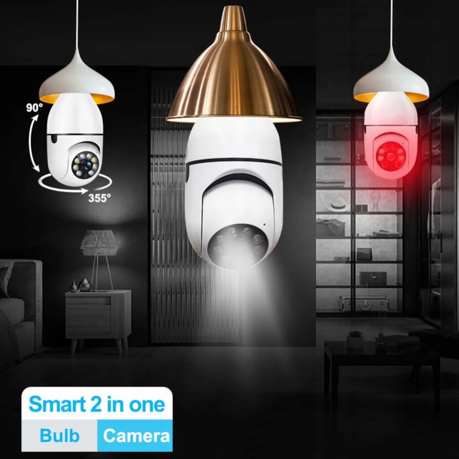 CHNGYDZ 3 Pack Ultimate WiFi Baby Monitor with E27 Wireless Bulb Camera - Top Security Cam Floodlight Carecam - High-Res 3MP Video Surveillance System for Advanced Auto Tracking and Baby CHNGYDZ