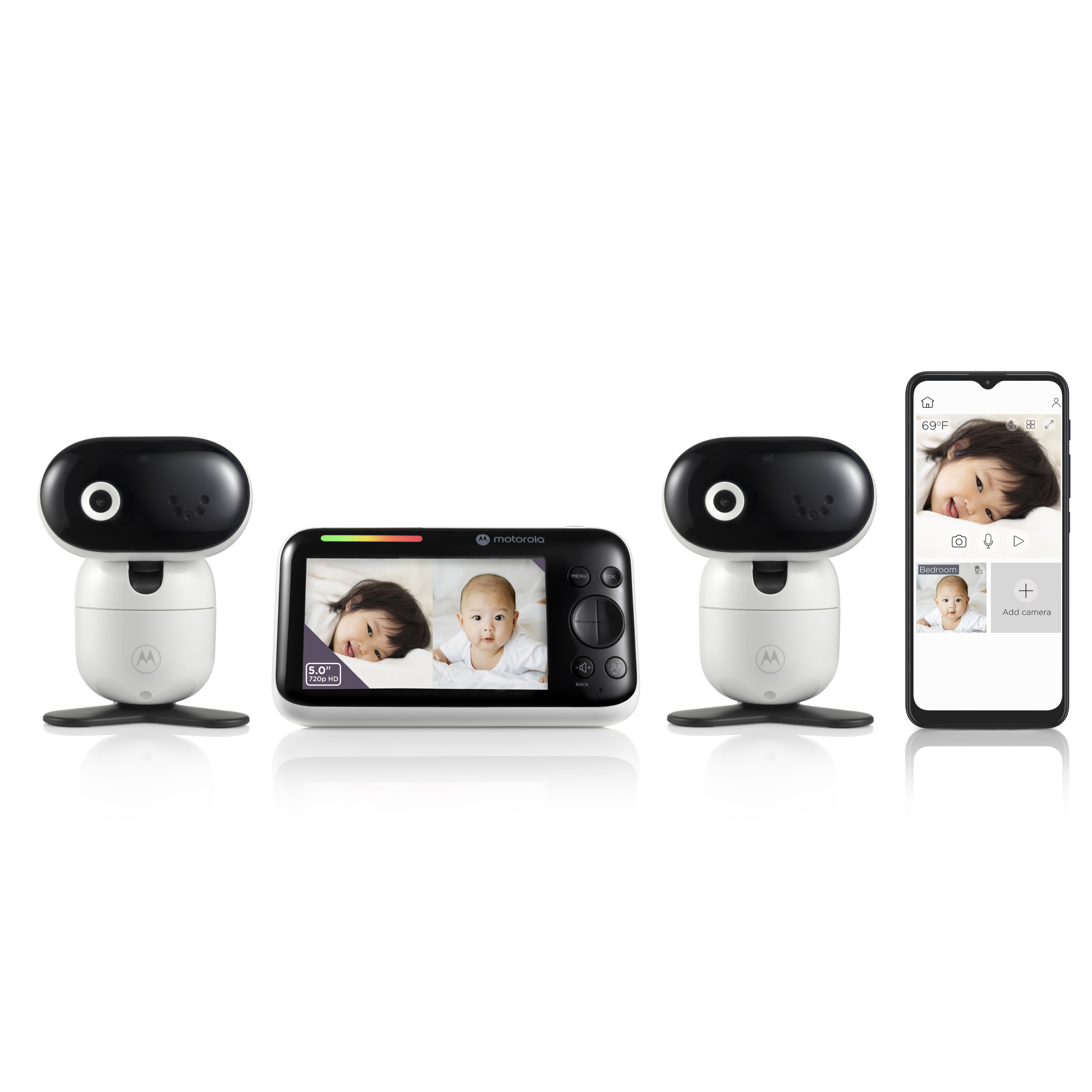 Motorola PIP1610-2 HD Connect 5.0" Wi-Fi® HD Video Baby Monitor - Two Camera Set, White Motorola