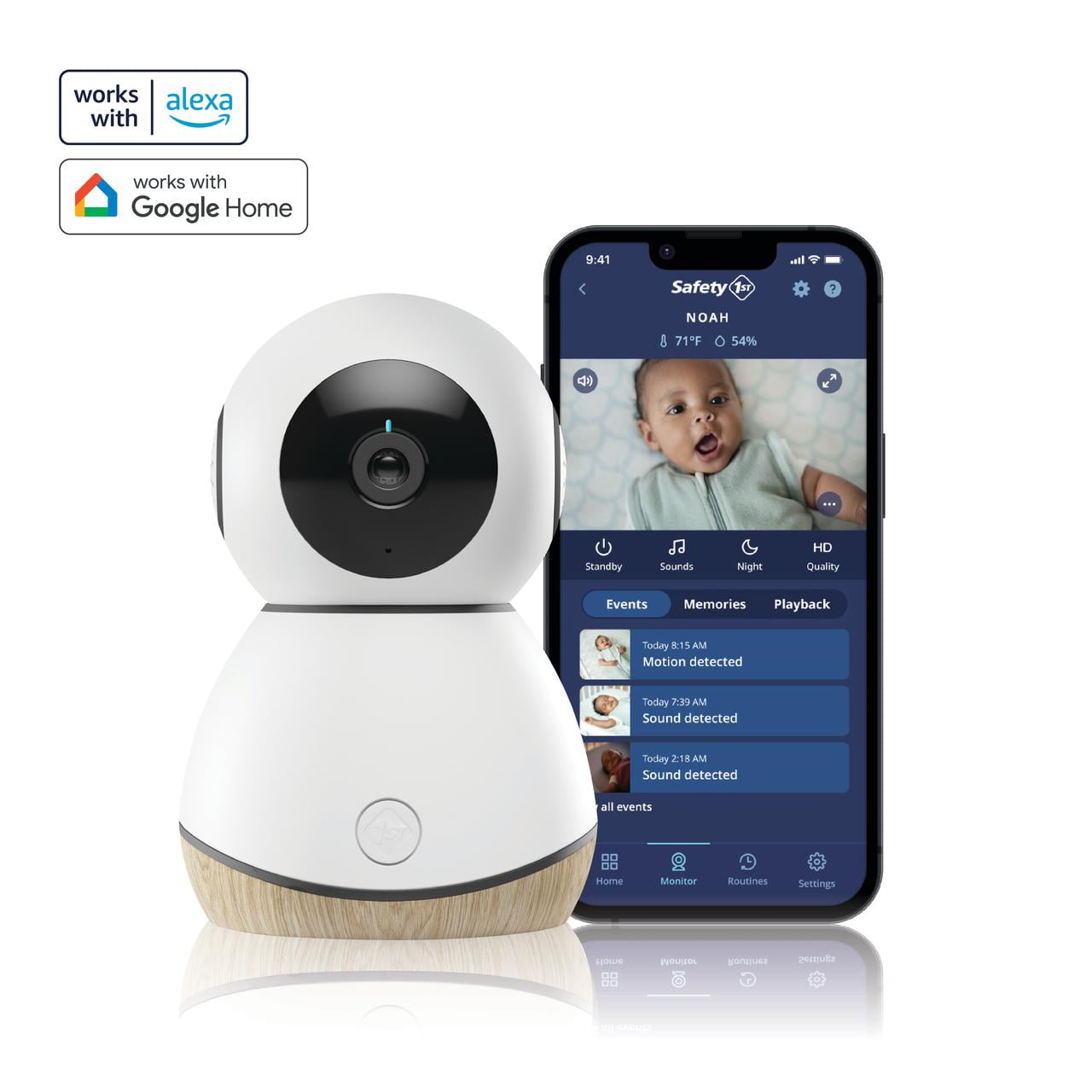 Safety 1st 360° Smart Baby Monitor, Natural with White Safety 1st