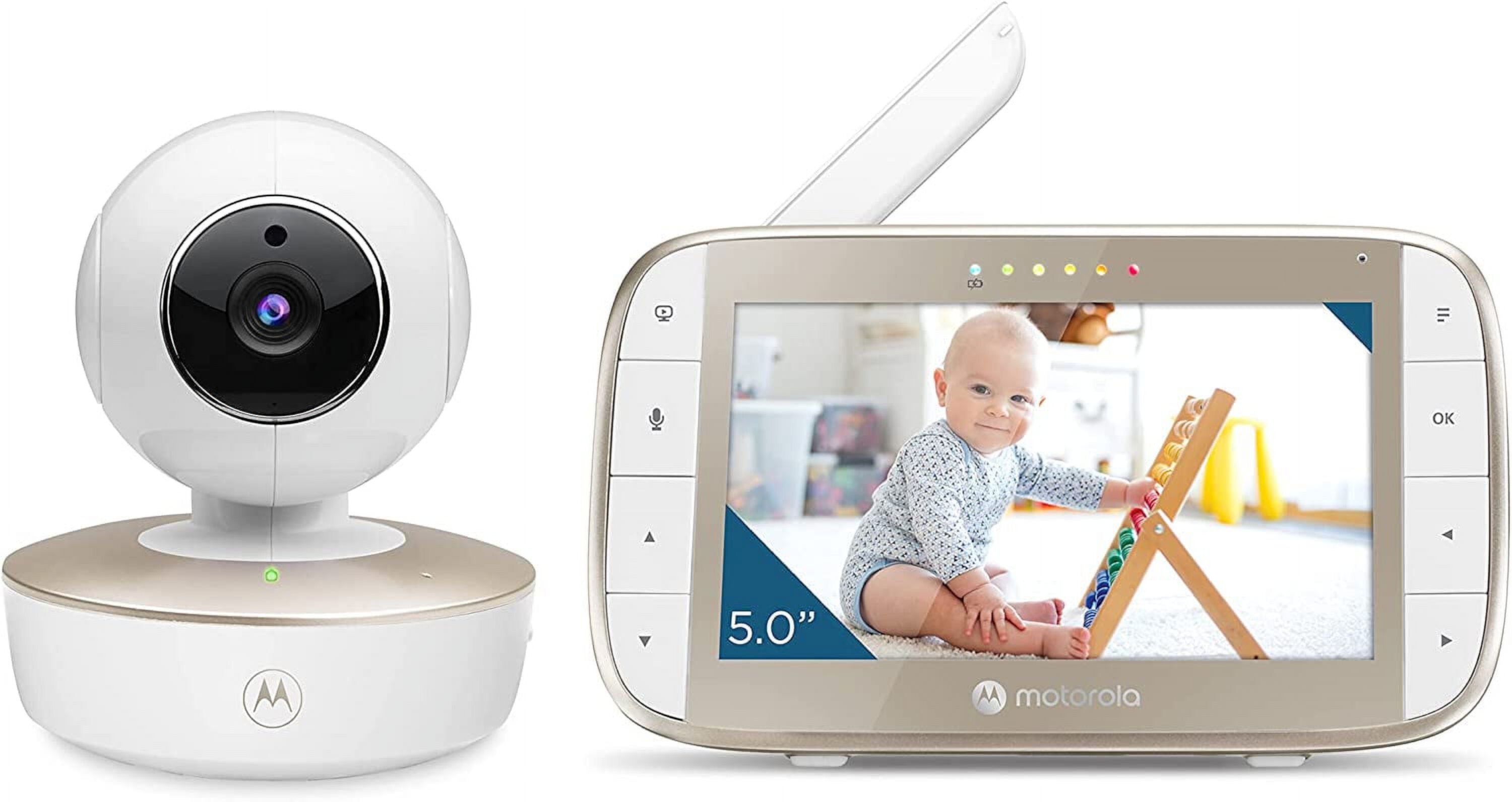 Motorola Baby Monitor - VM50G Video Baby Monitor with Camera, 1000ft Range 2.4 GHz Wireless 5" Screen, 2-Way Audio, Remote Pan, Tilt, Zoom, Room Temperature Sensor, Lullabies, Night Vision 1 Camera Motorola