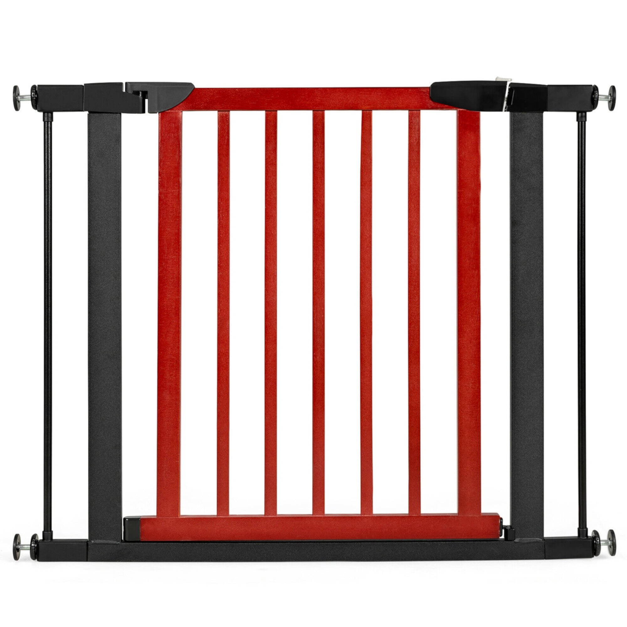 Gymax Wood & Metal Safety Baby Gate Fits 29.5''-38'' W Extendable Pet Gate Stairs Natural GYMAX