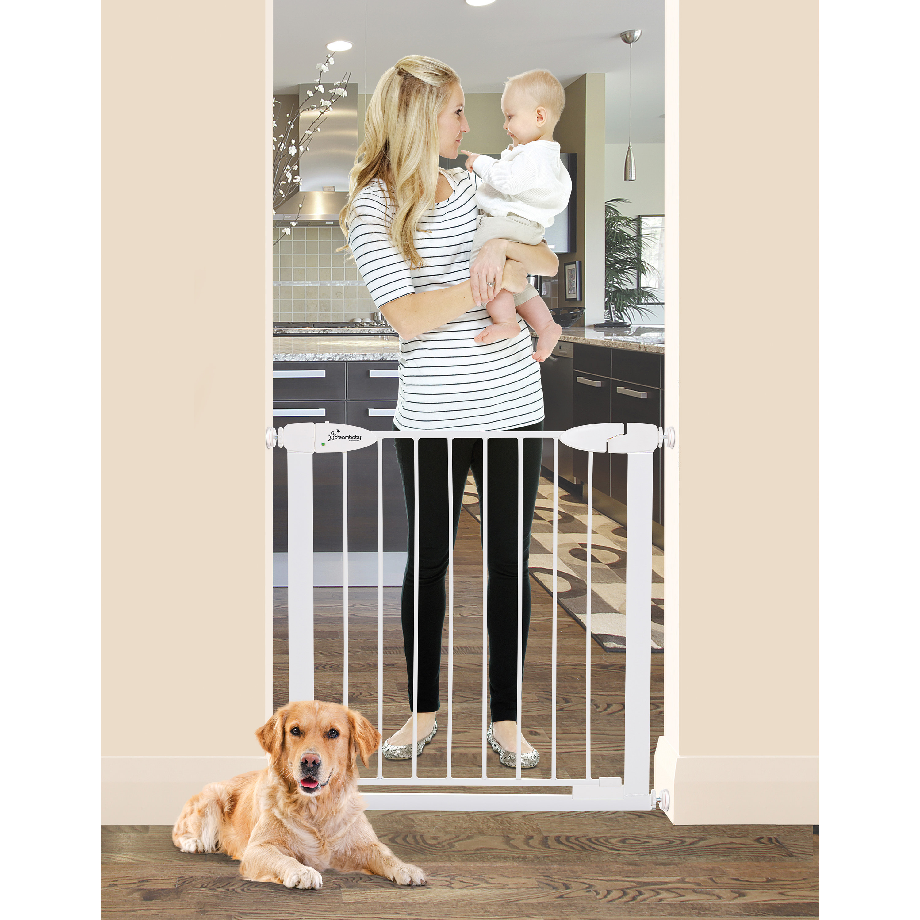 Dreambaby® Boston 29.5-32.5in Auto Close Metal Baby Gate w/EZY-Check Dreambaby